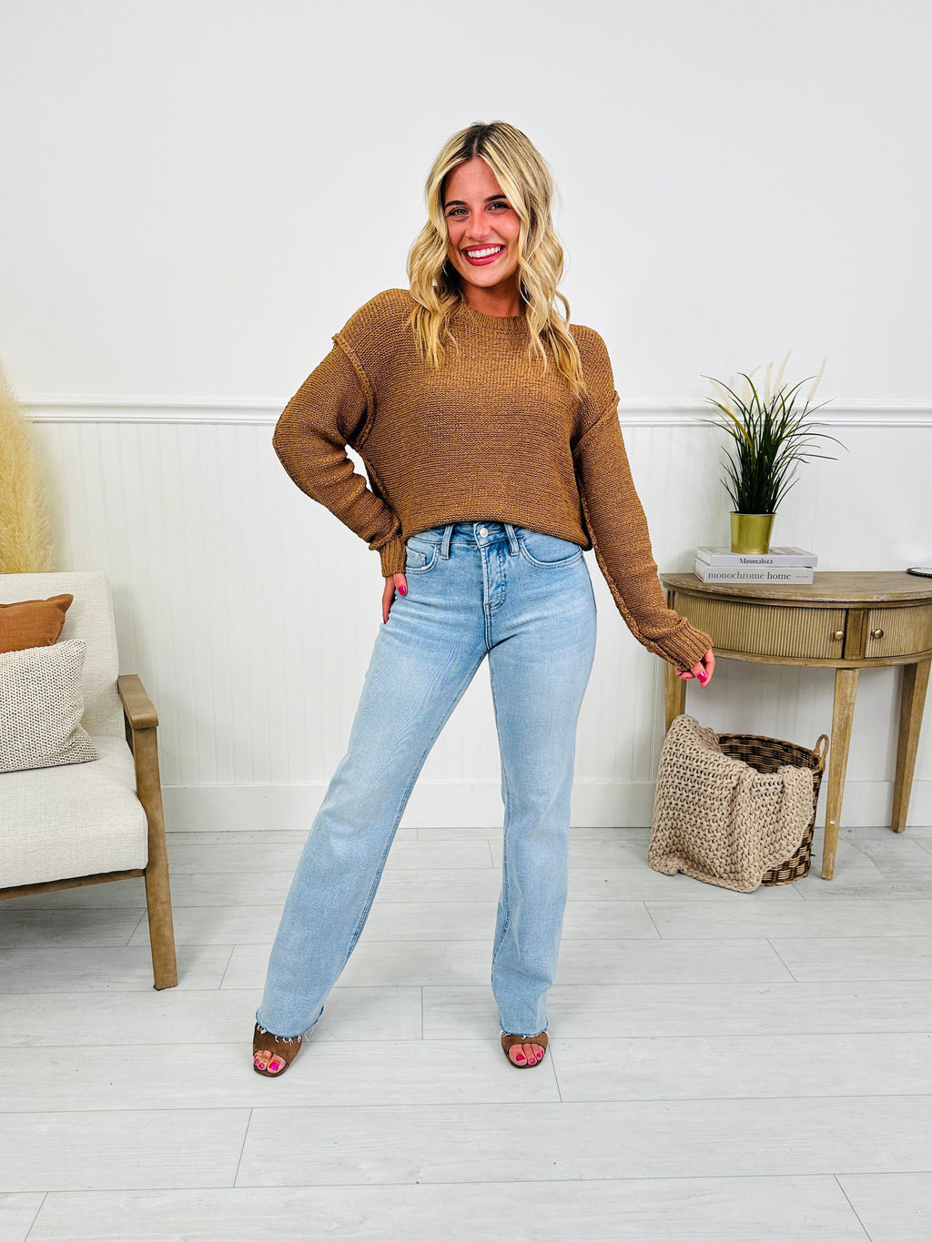 Feeling Brand New Slim Wide Leg Tummy Control Jeans