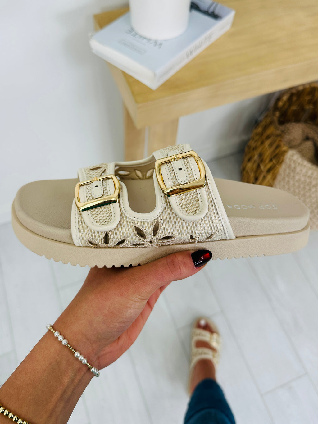 Buckled In Beauty Sandals in Ivory