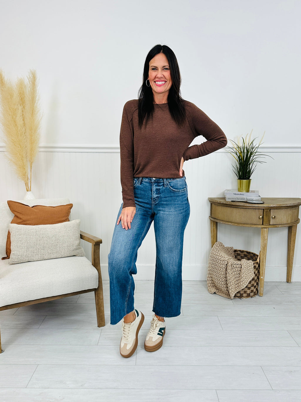 Straight To The Top Tummy Control Cropped Wide Leg Jeans
