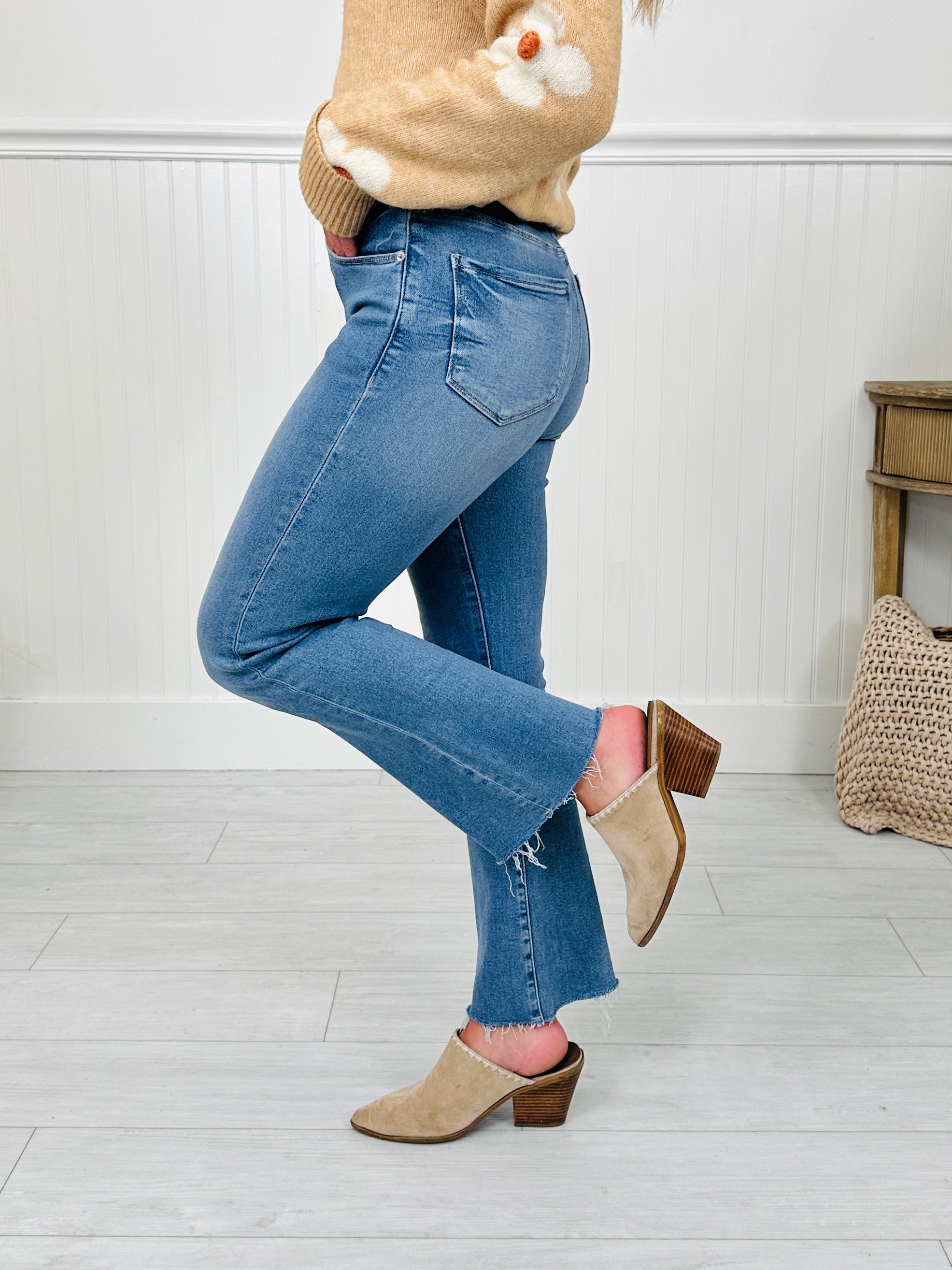 Soft Spot Tummy Control Cropped Kick Flare Jeans