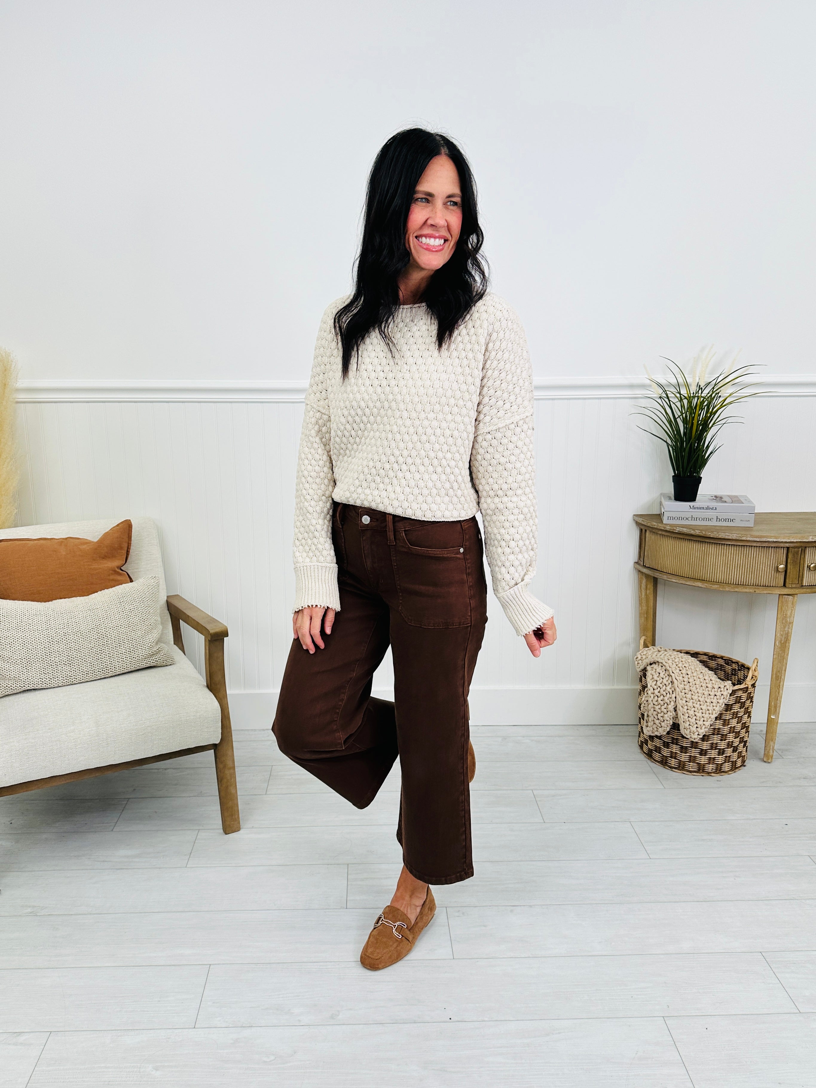 Judy Blue Melt In Your Mouth Chocolate Wide Leg Cropped Jeans