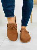 Buckle Blissed Clogs in Tan