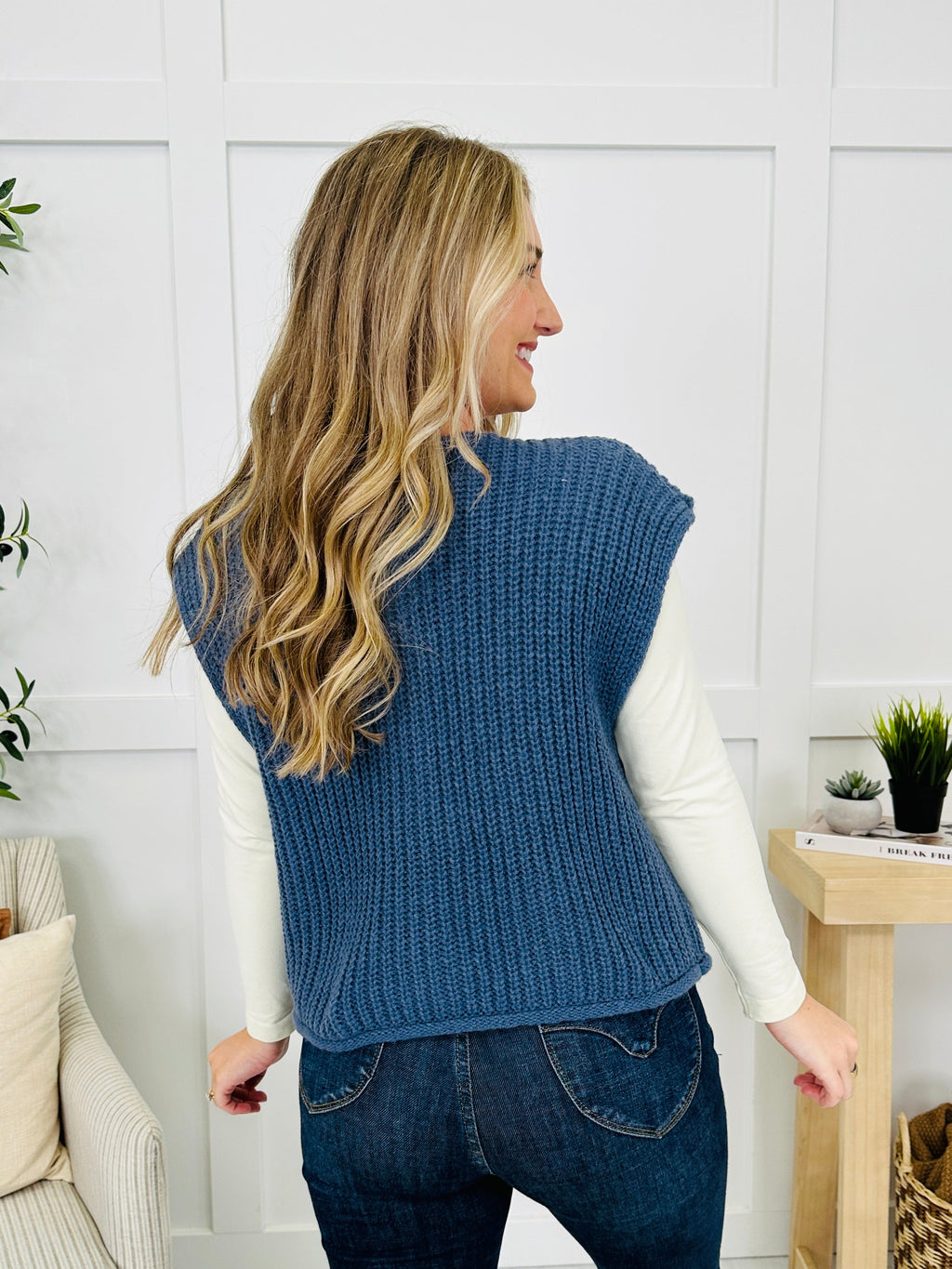 Held By The Thread Vest in Midnight Blue