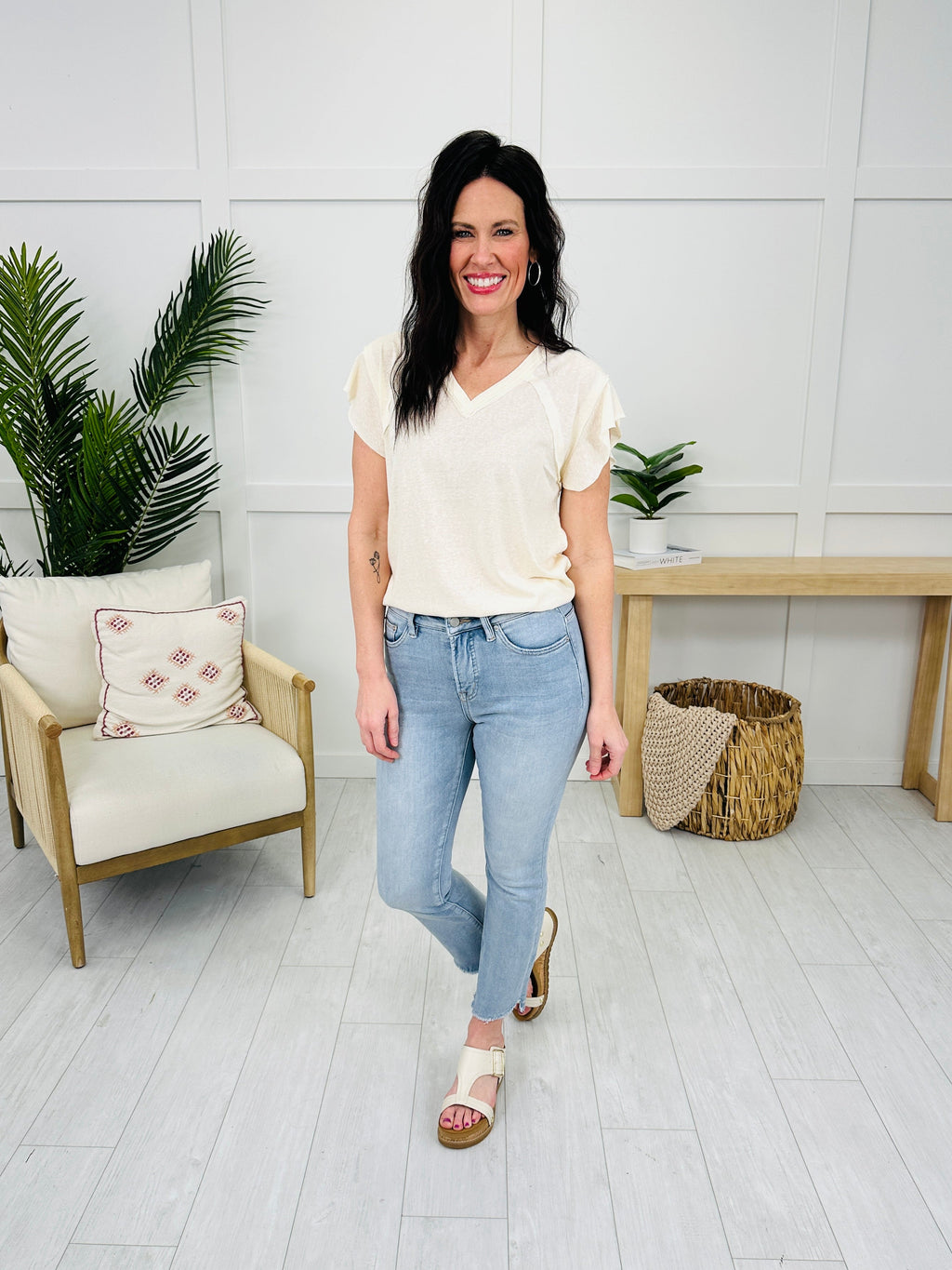 One Step Ahead Tummy Control Cropped Step Hem Jeans