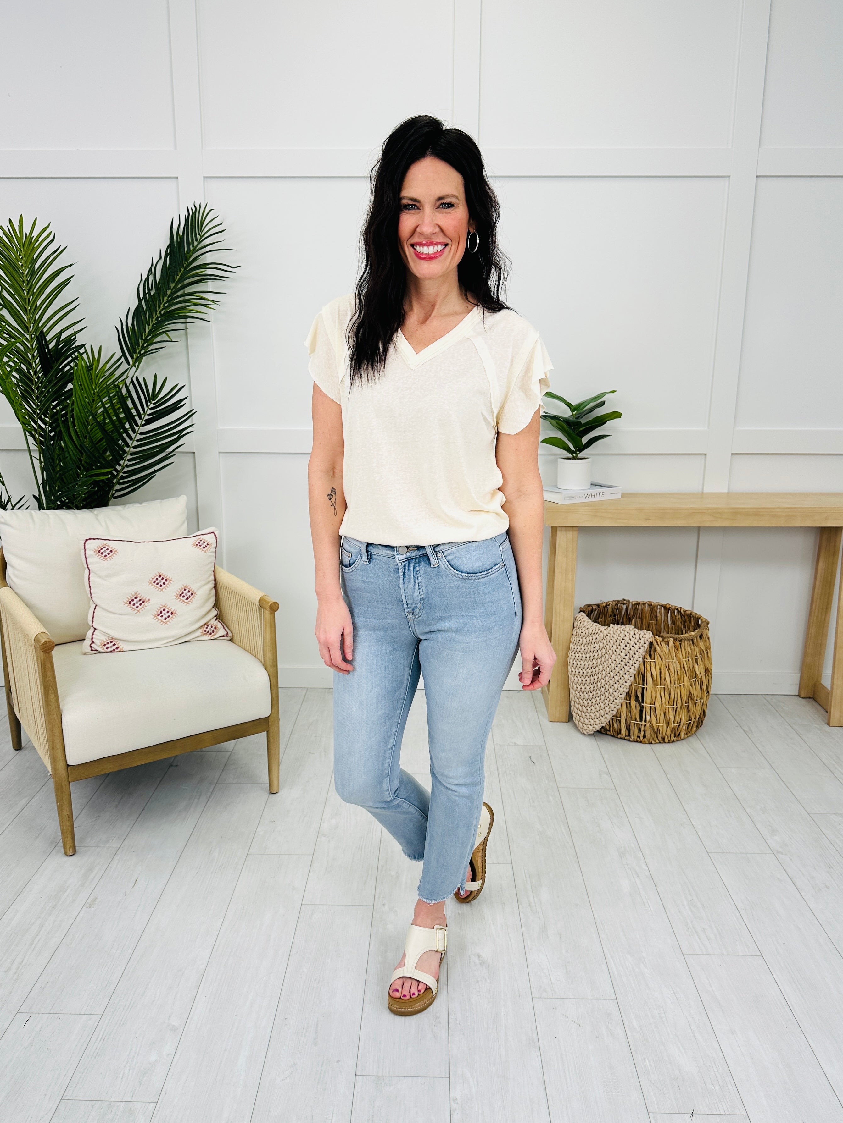 One Step Ahead Tummy Control Cropped Step Hem Jeans