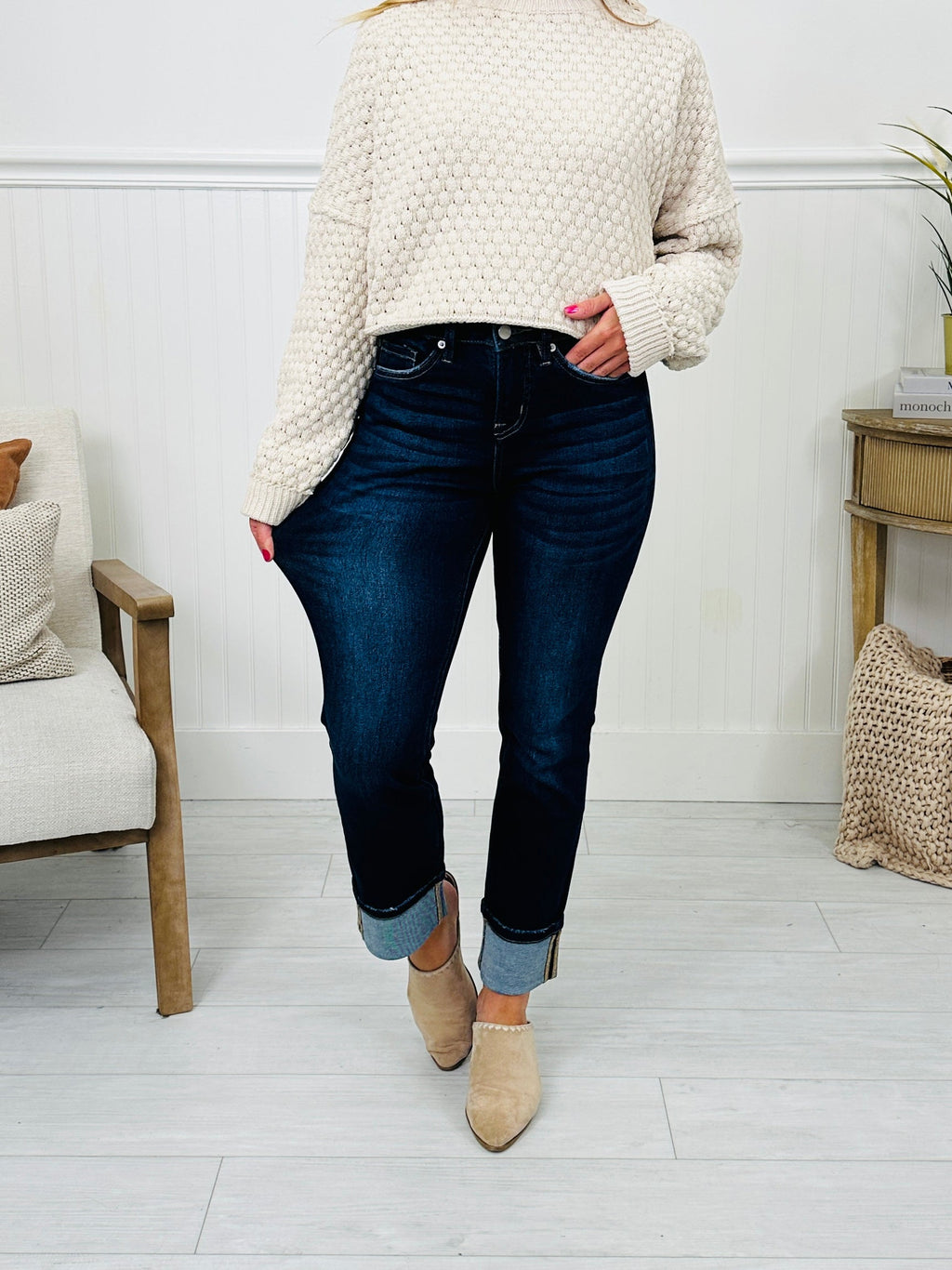 Straight Into Fall Tummy Control Straight Ankle Jeans