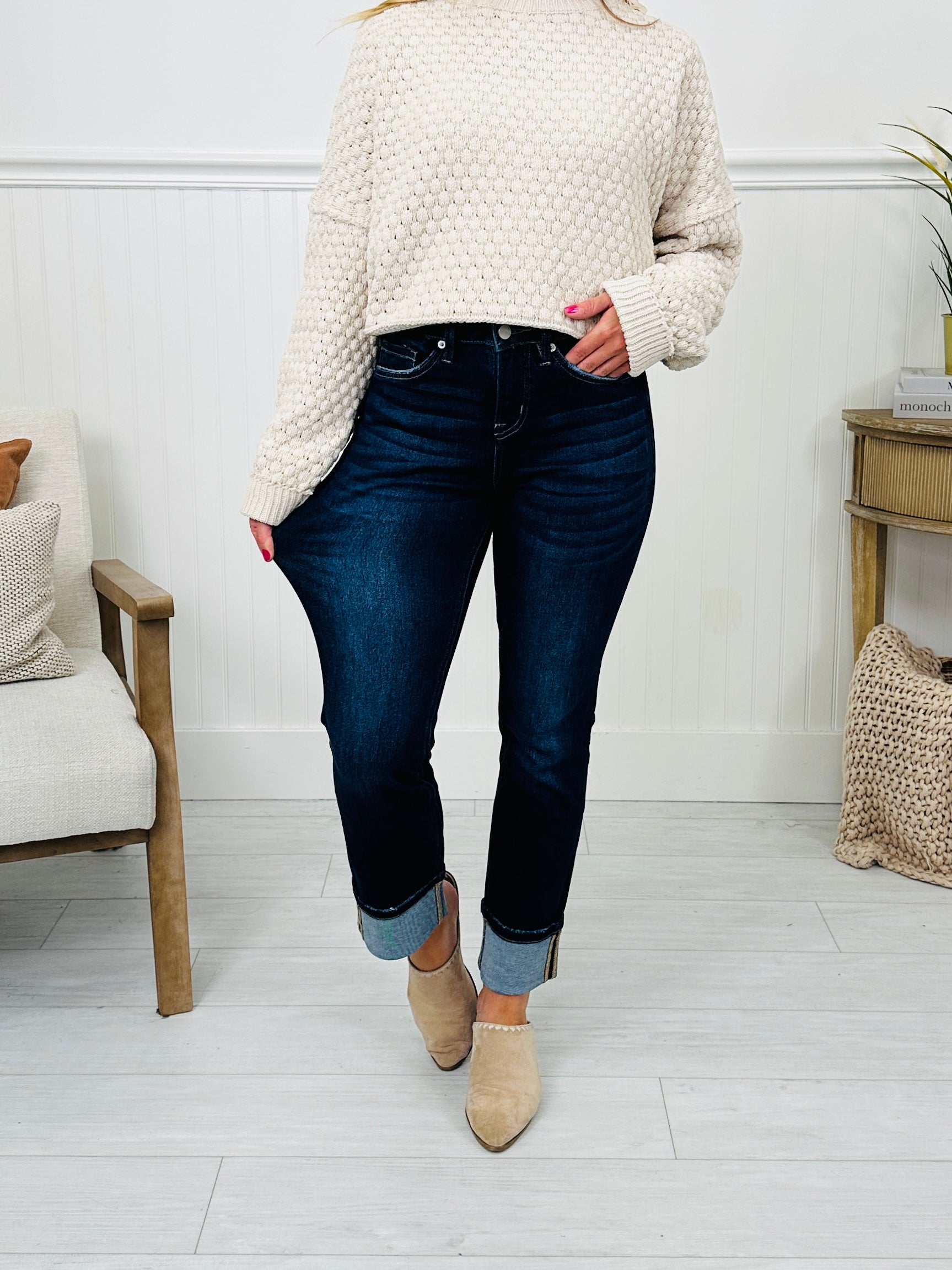 Straight Into Fall Tummy Control Straight Ankle Jeans