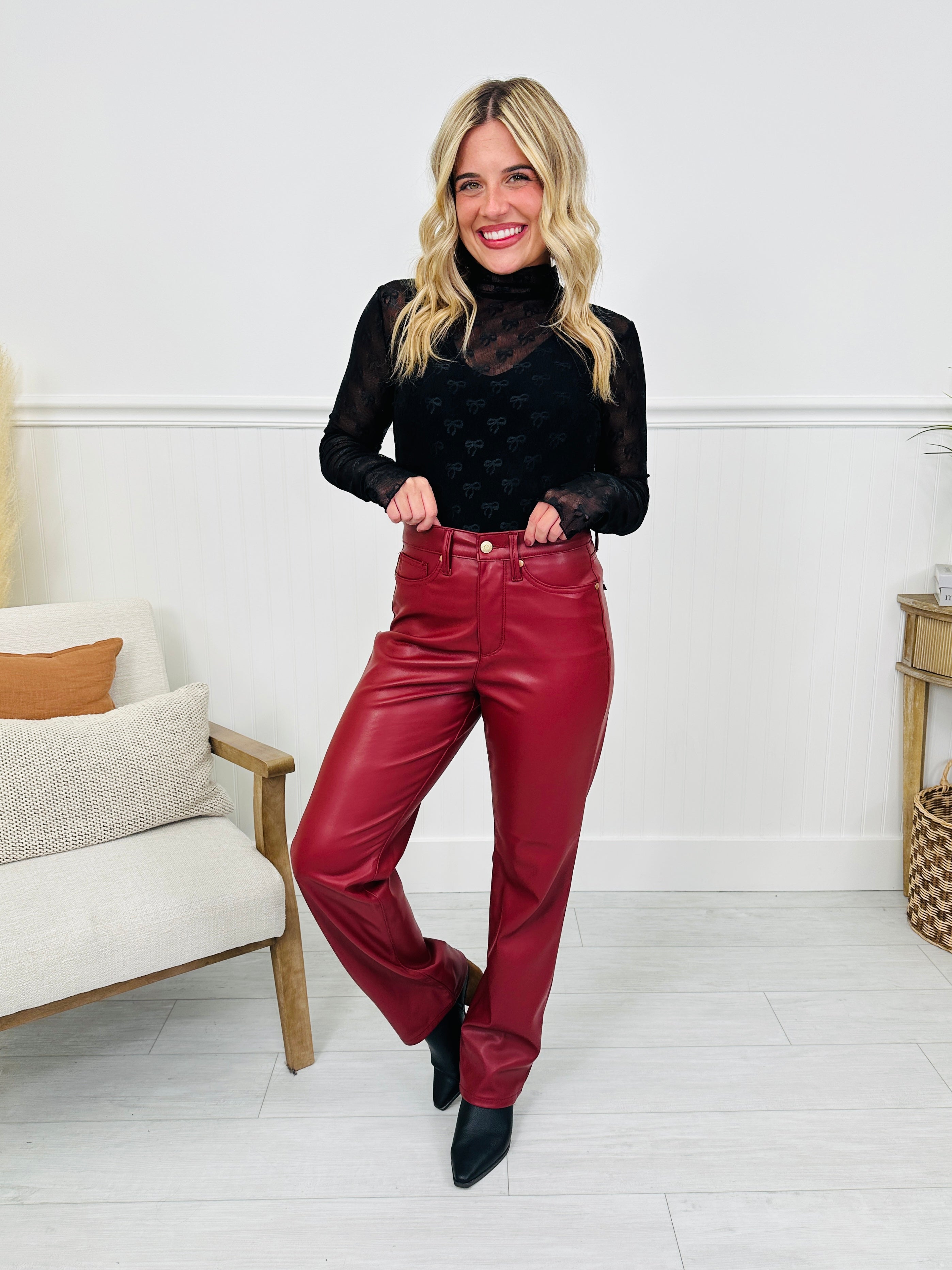 Judy Blue Flawless Finish Tummy Control Faux Leather Pants