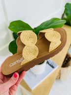 Blossoming Spiral Sandals In Raffia