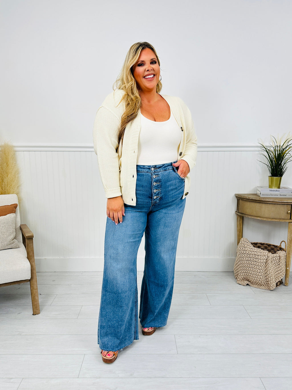 Push Your Buttons Tummy Control Wide Leg Jeans