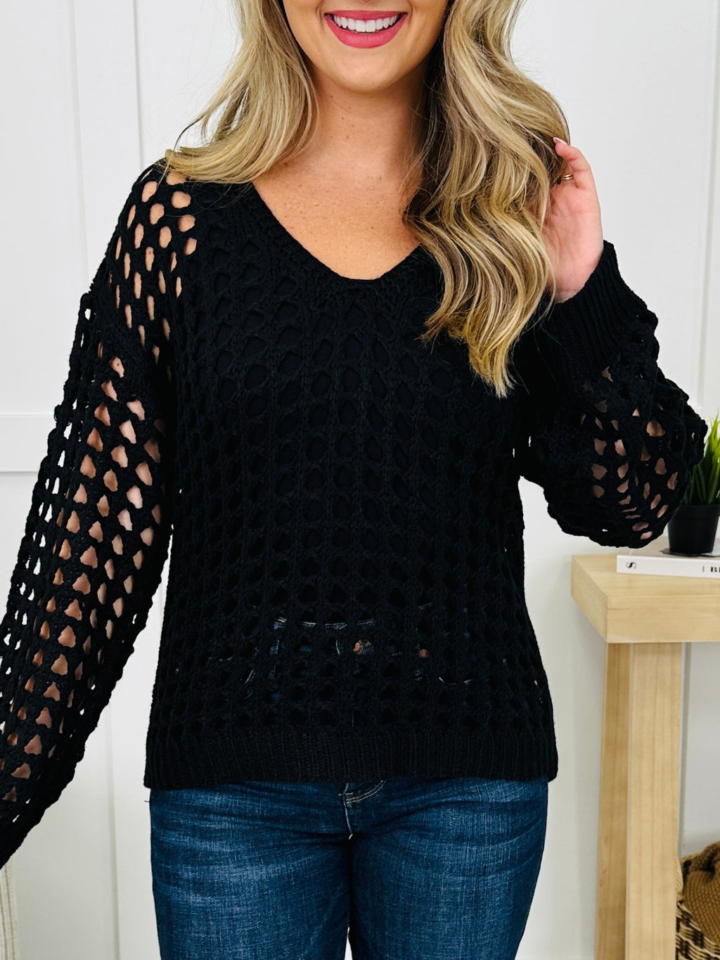 Cutout Crush Sweater in Black