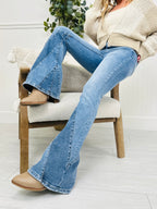 Two Tone Trend Tummy Control Flare Jeans