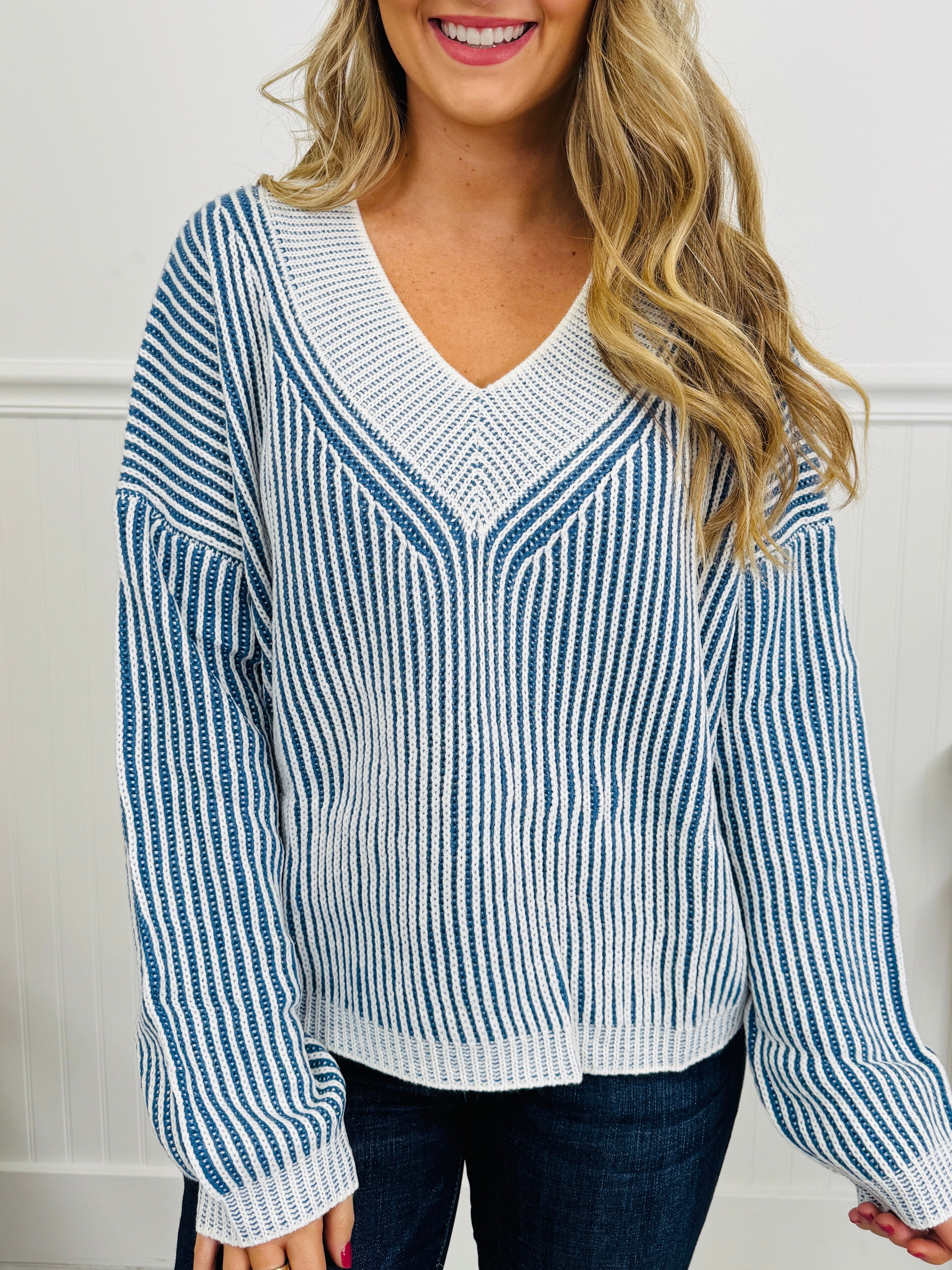 Stay For The Season Sweater in Blue
