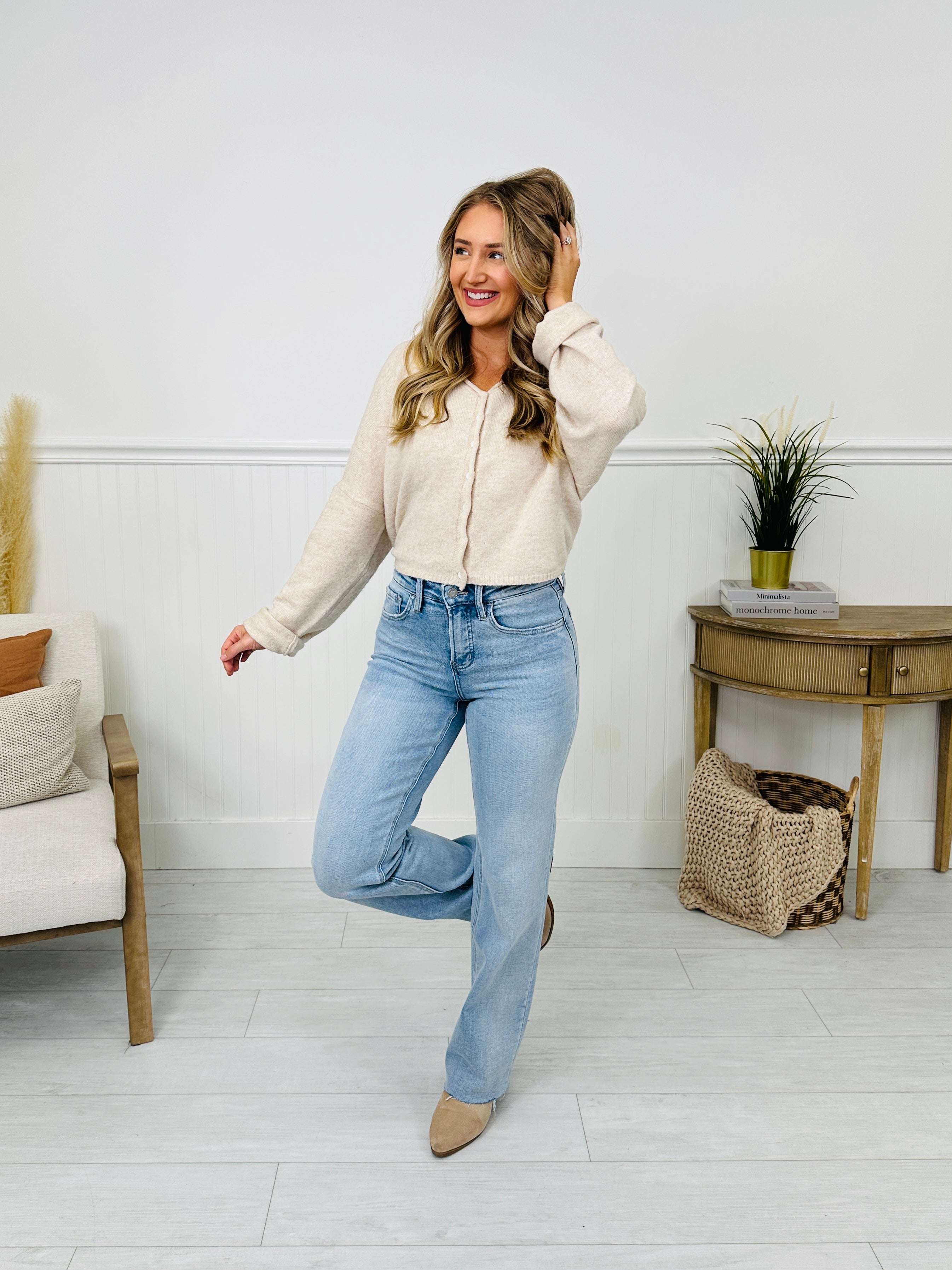 Feeling Brand New Slim Wide Leg Tummy Control Jeans