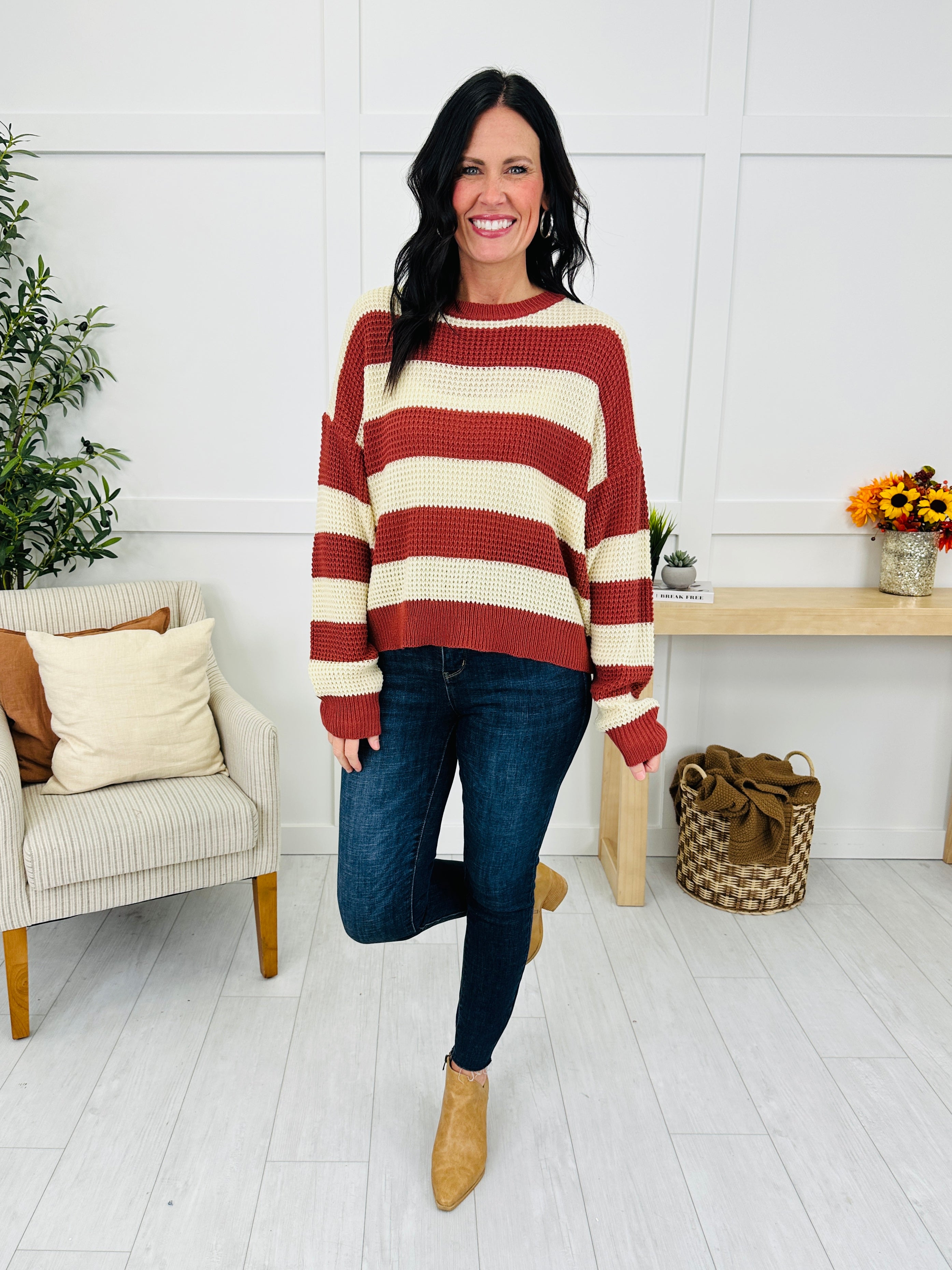 Stay In Stride Sweater in Red Bean