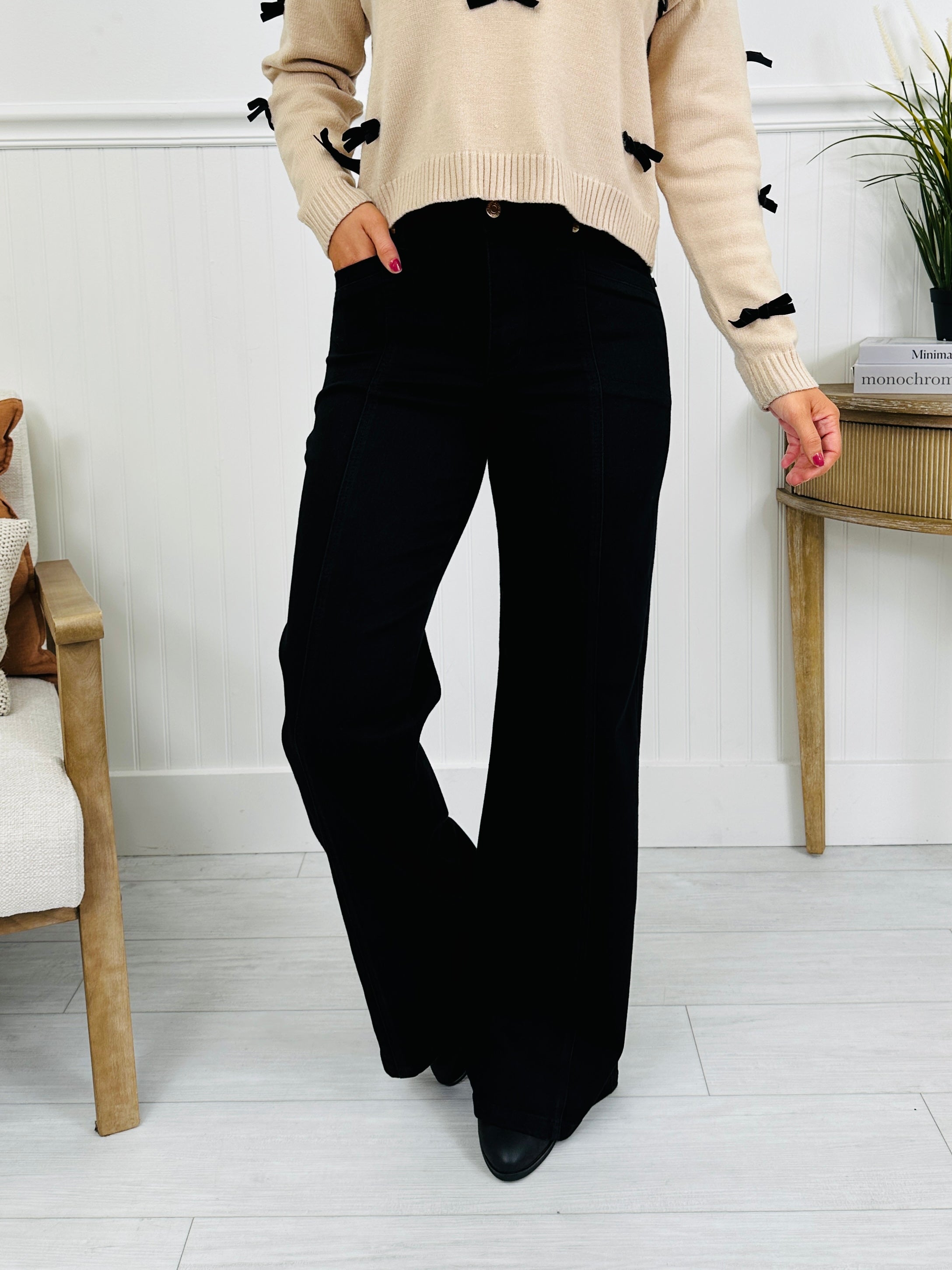 Judy Blue Walk on the Wide Side Retro Wide Leg Black Denim