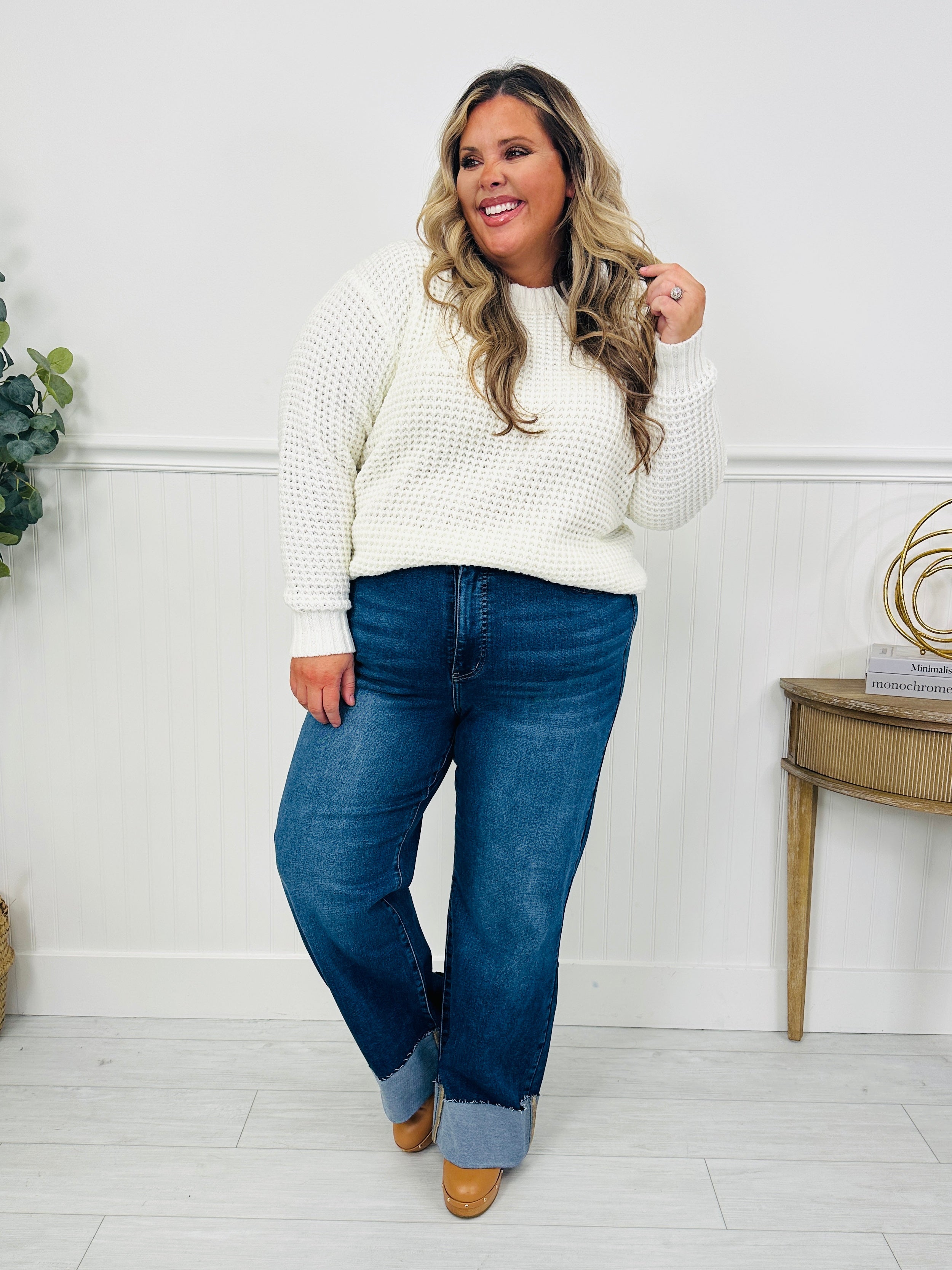 Made For Me Tummy Control Wide Leg Cuffed Jeans in Multiple Inseams