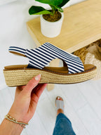Sundrenched Steps Wedges in Navy Stripe