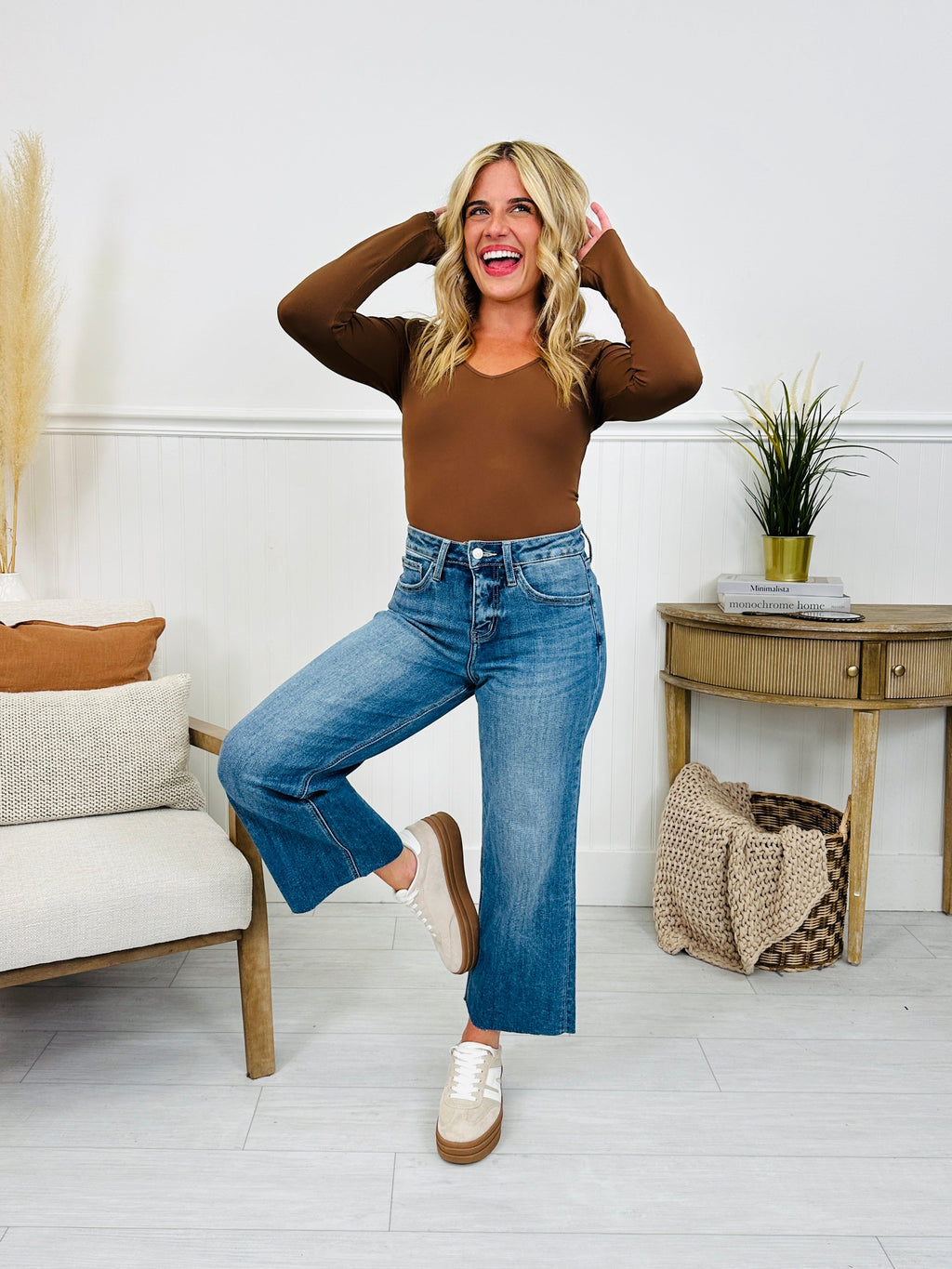 Straight To The Top Tummy Control Cropped Wide Leg Jeans