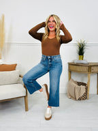 Straight To The Top Tummy Control Cropped Wide Leg Jeans