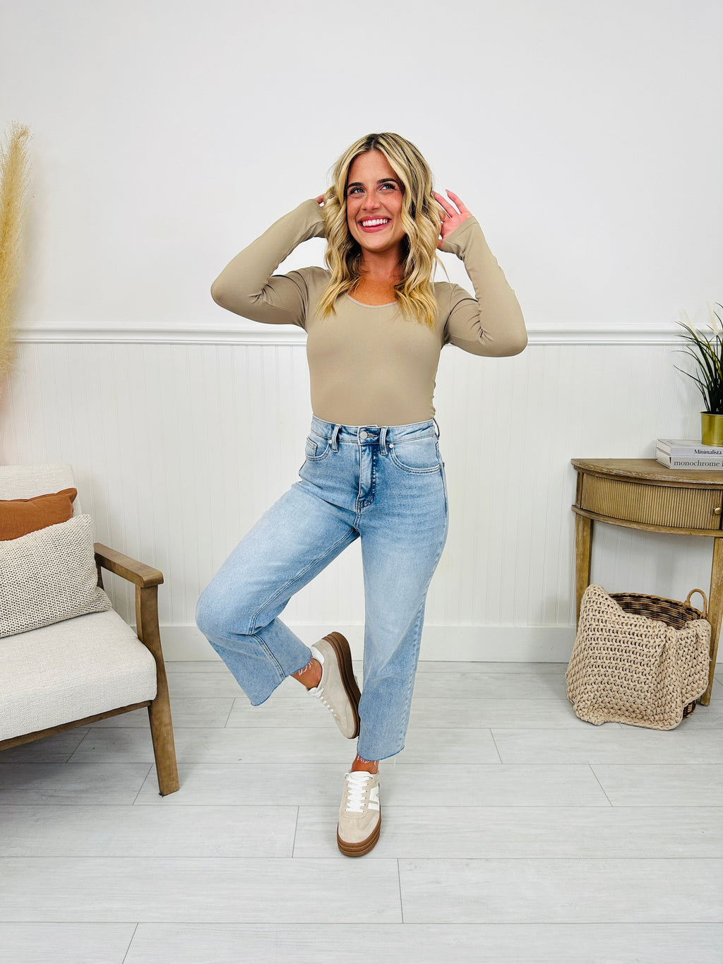 Along For The Ride Wide Leg Cropped Jeans With Tummy Control