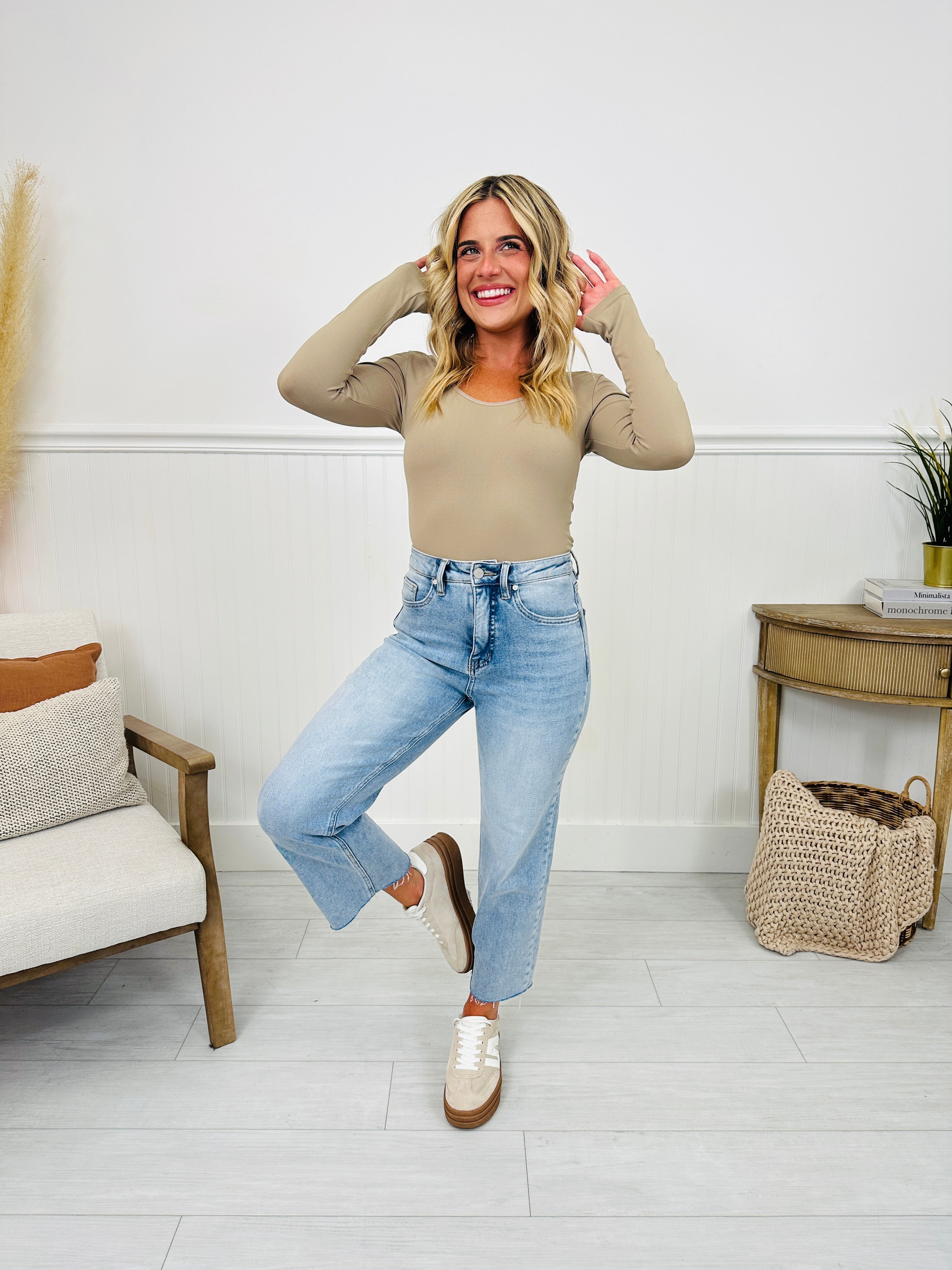 Along For The Ride Wide Leg Cropped Jeans With Tummy Control