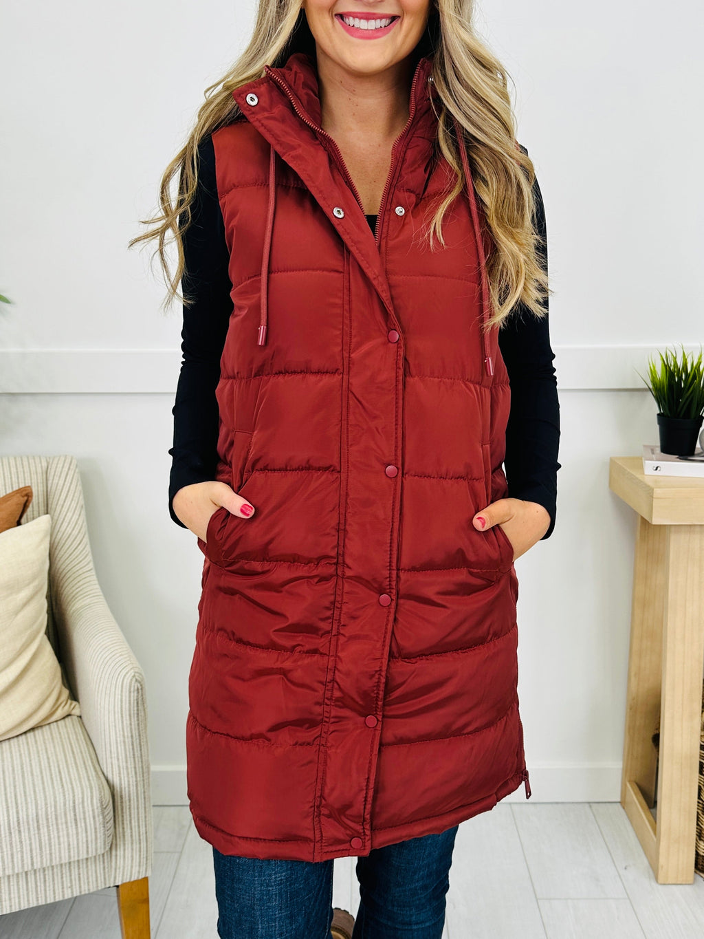 Holding Onto Warmth Puffer Vest In Brick