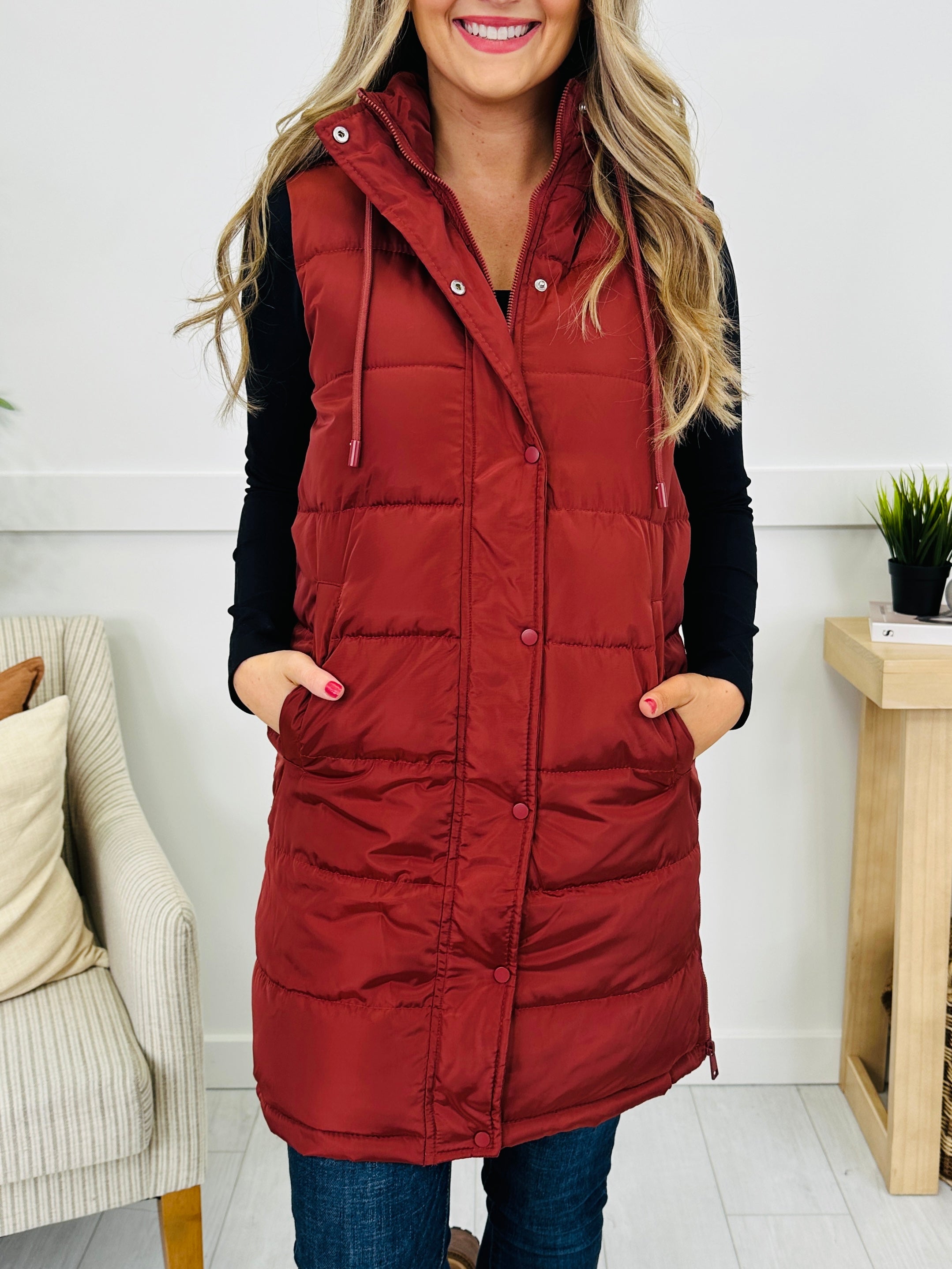 Holding Onto Warmth Puffer Vest In Brick