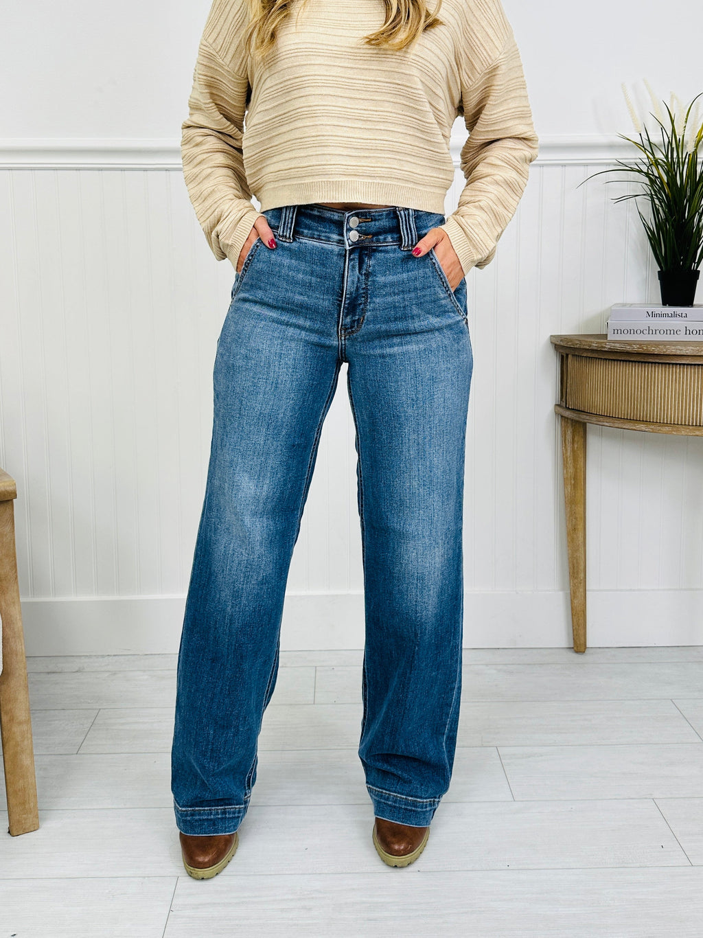 Judy Blue REG/CURVY Double Trouble Wide Leg Jeans