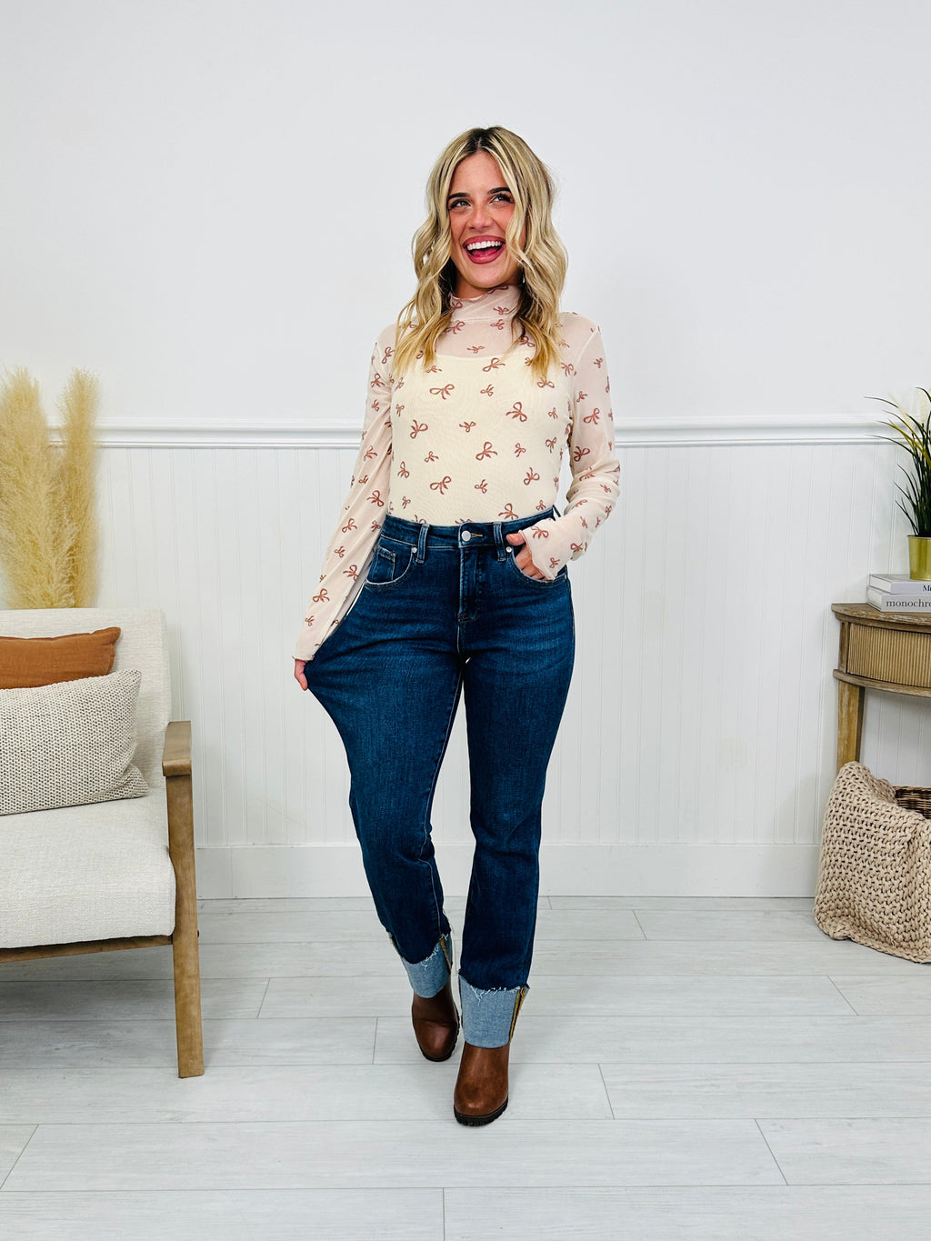 Stay Cuffed Tummy Control Mom Jeans