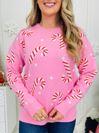 Peppermint Parade Sweater in Pink