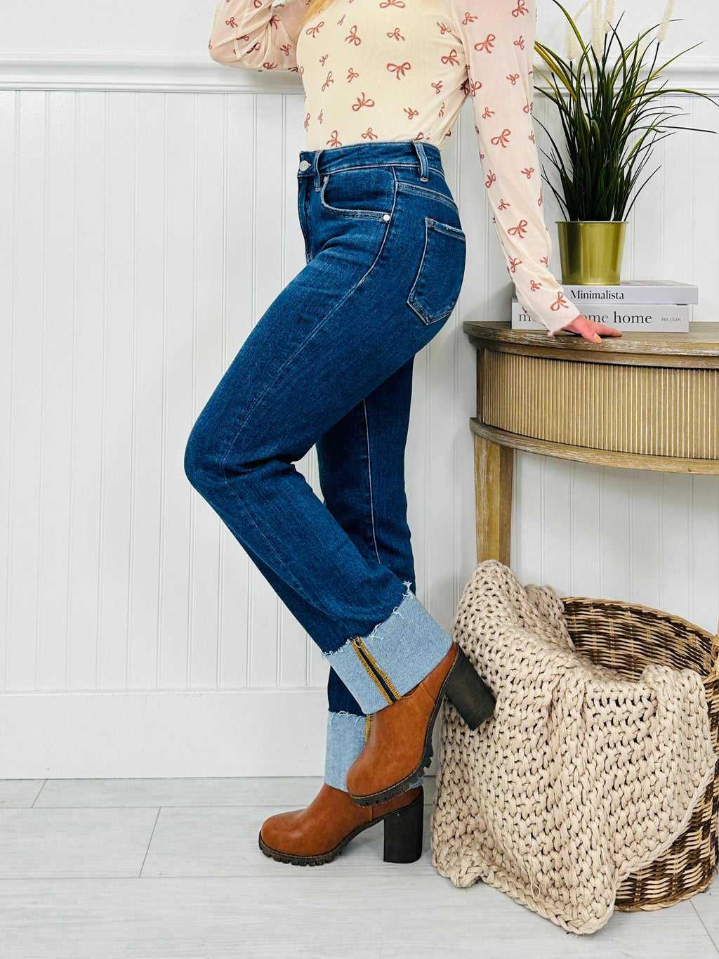 Stay Cuffed Tummy Control Mom Jeans