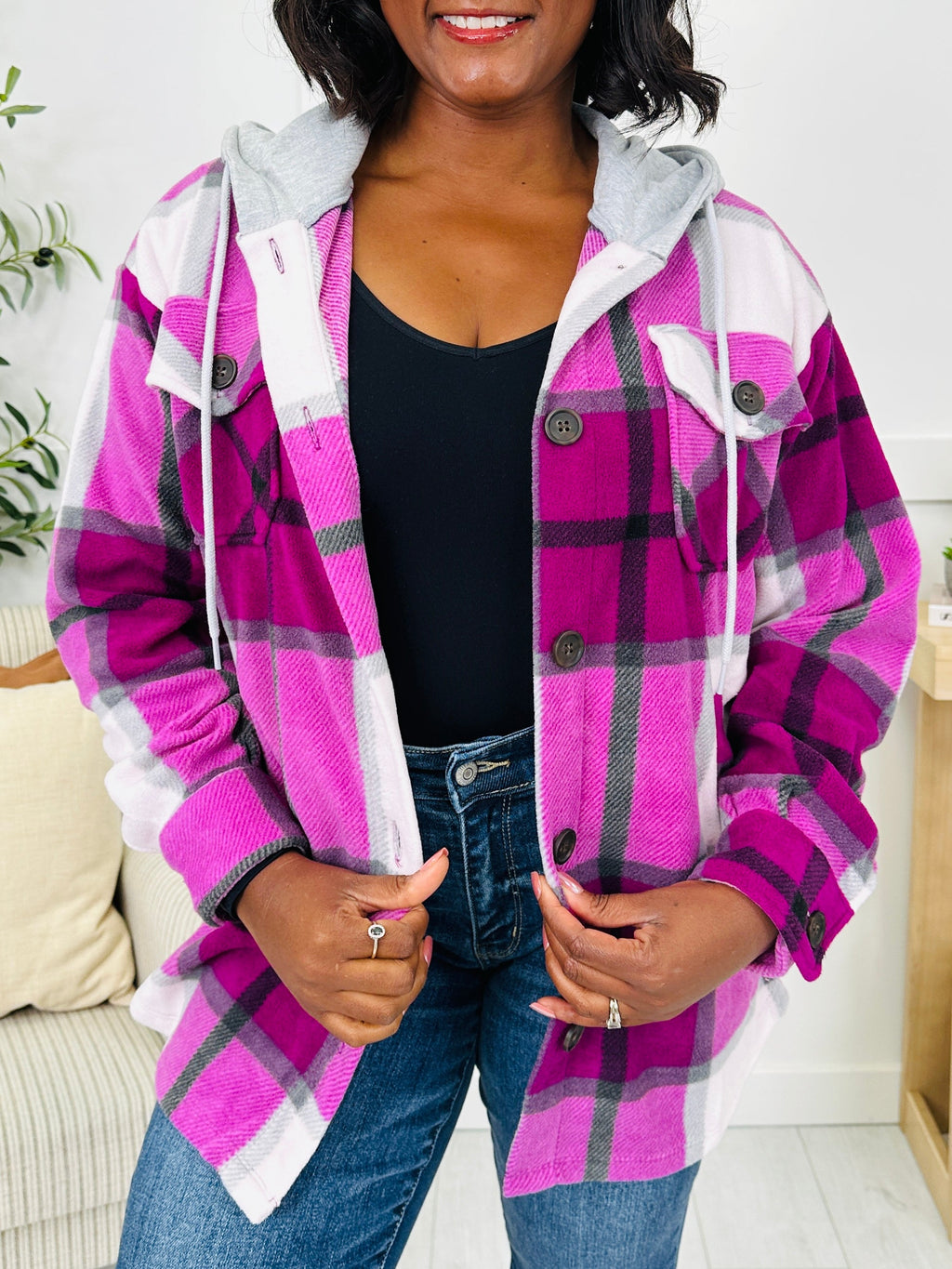 Cabin Whisper Shacket in Lt Plum