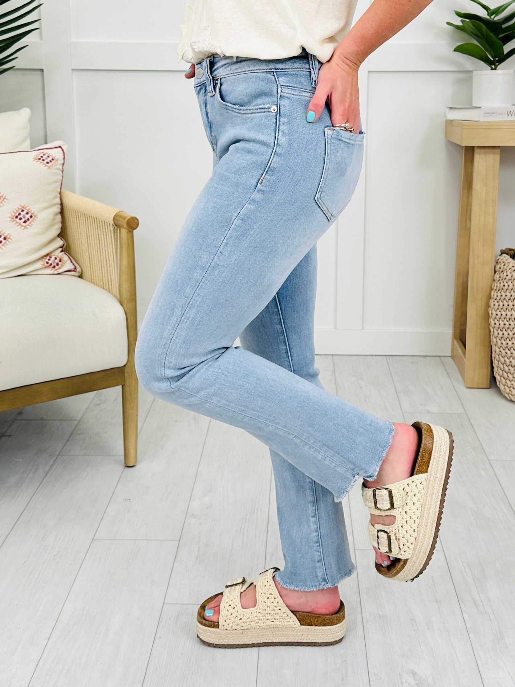 One Step Ahead Tummy Control Cropped Step Hem Jeans