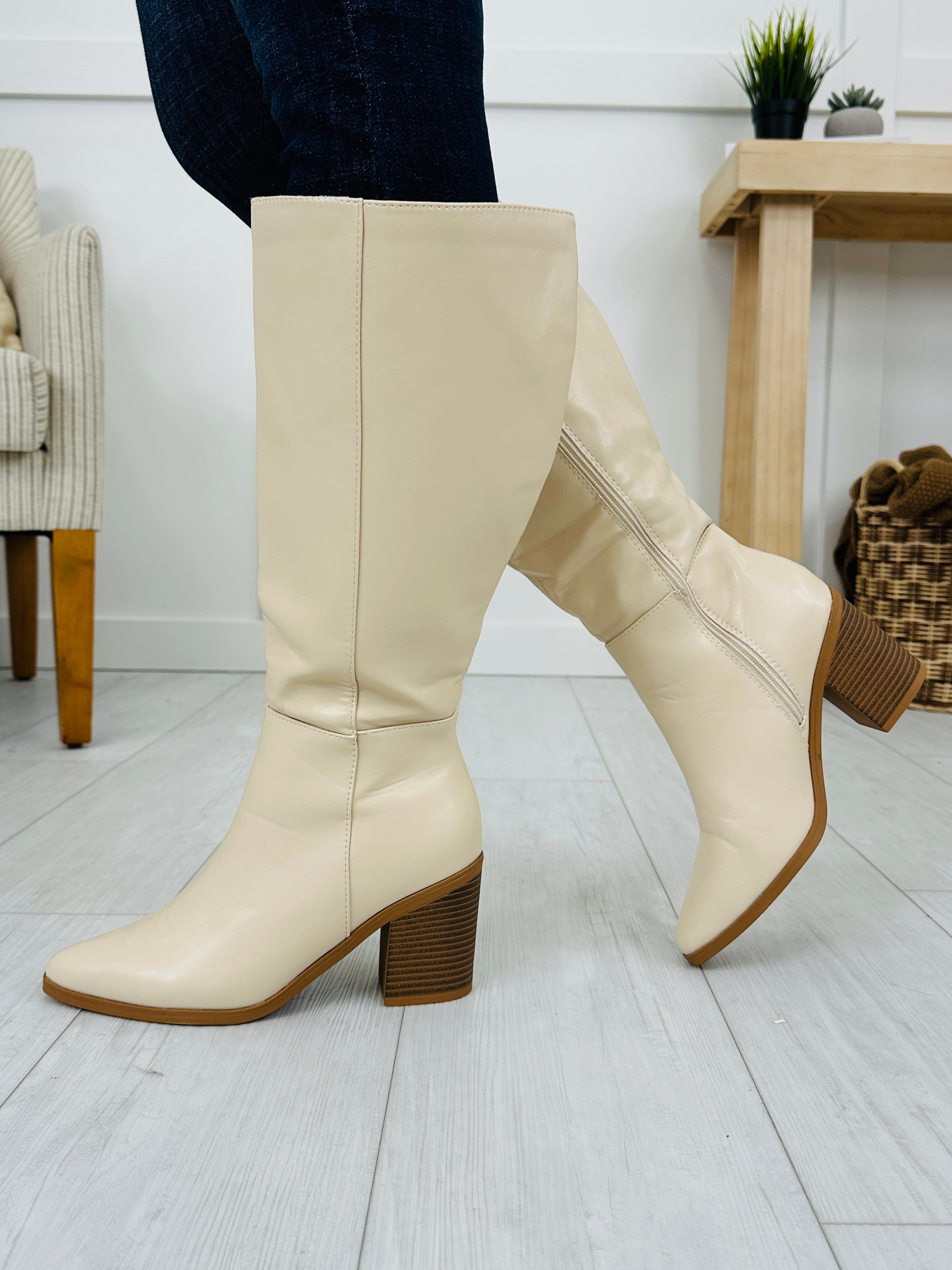 Keep Me Standing Boots in Bone