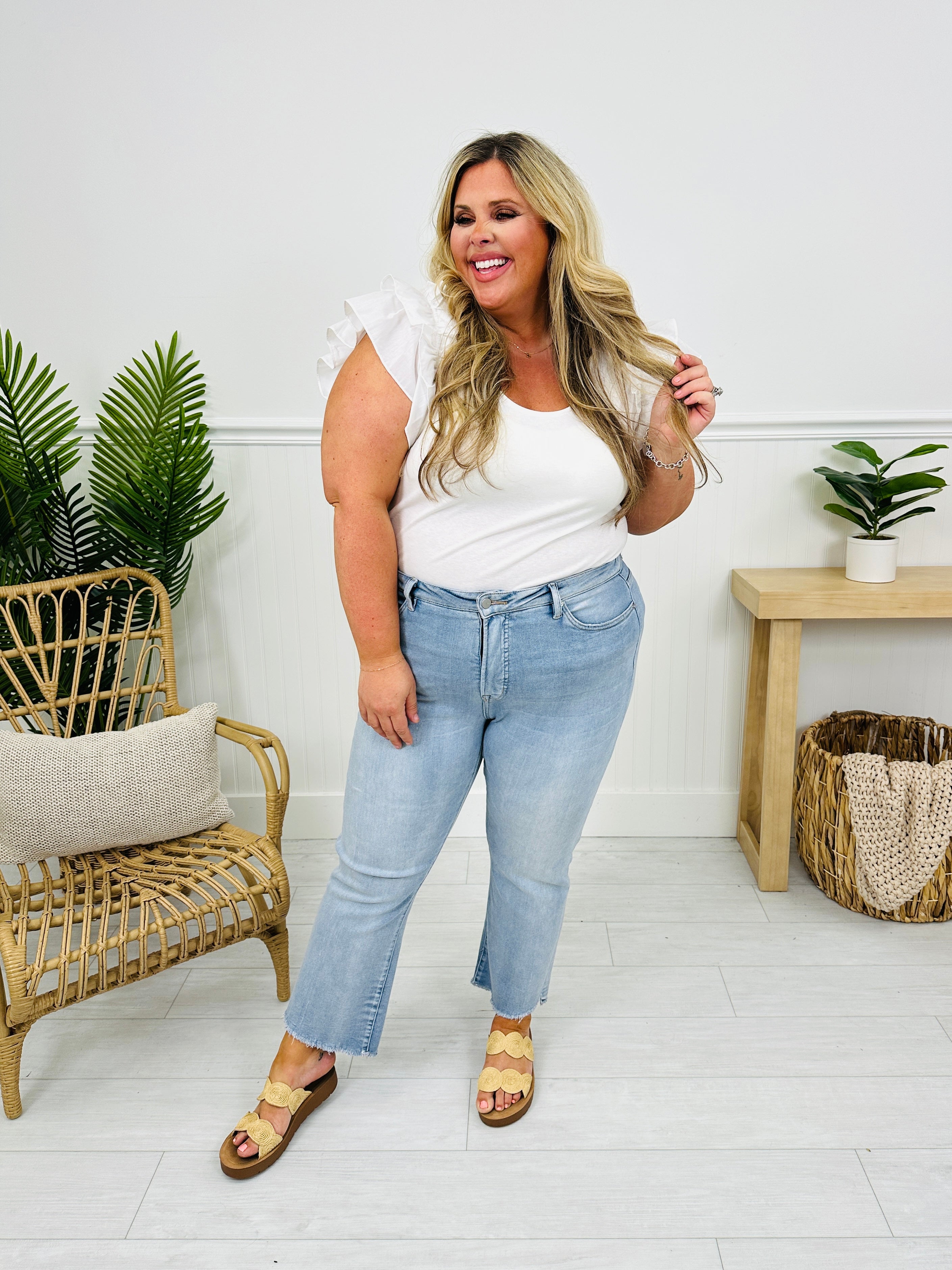 One Step Ahead Tummy Control Cropped Step Hem Jeans