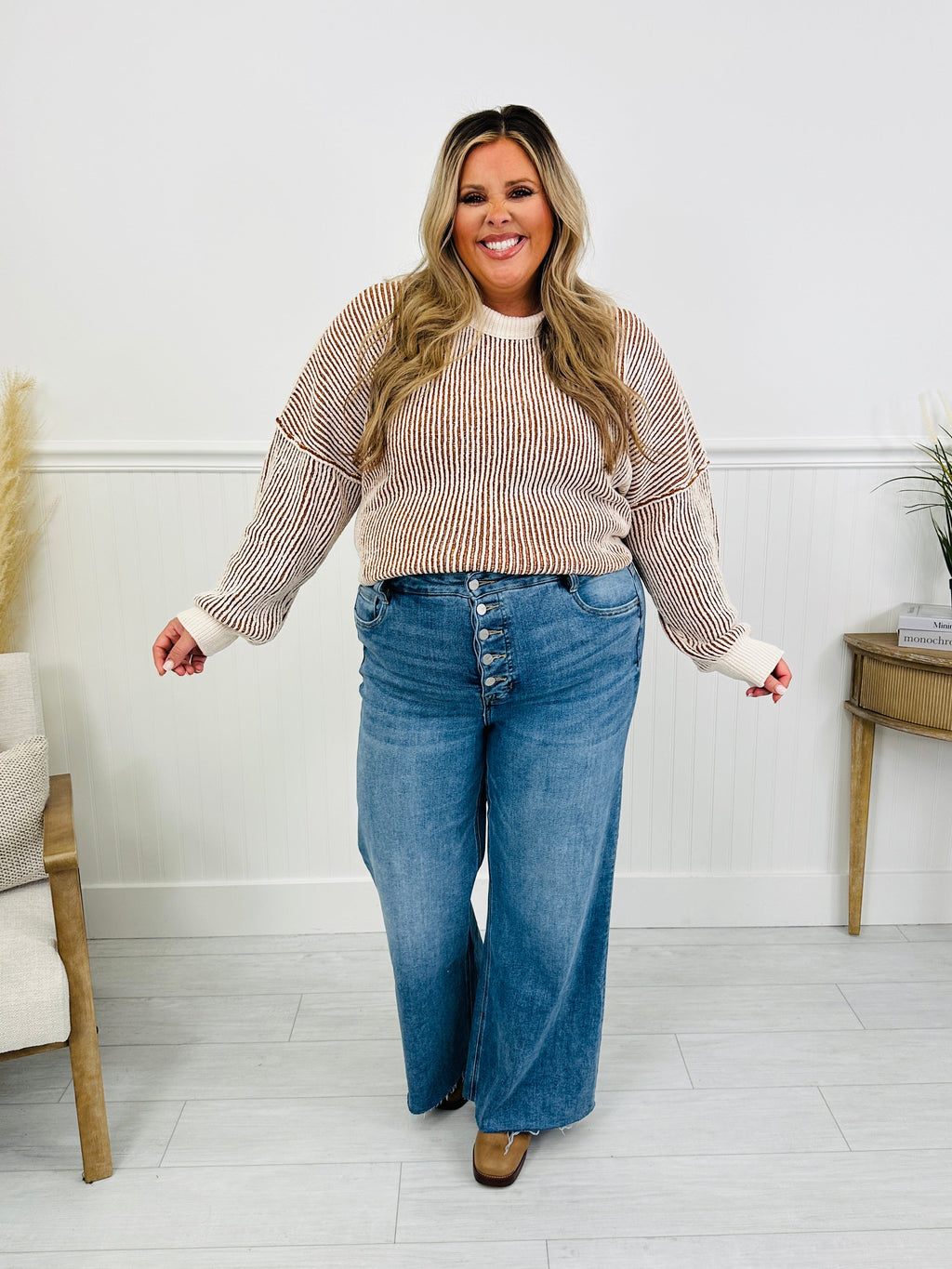 Push Your Buttons Tummy Control Wide Leg Jeans