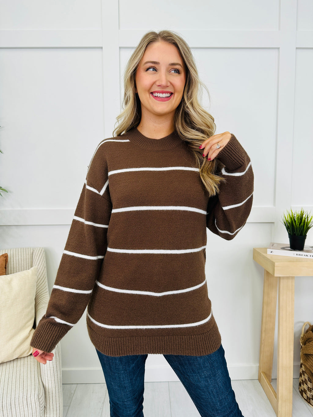 Parallel Paths Sweater in Brown/Ivory