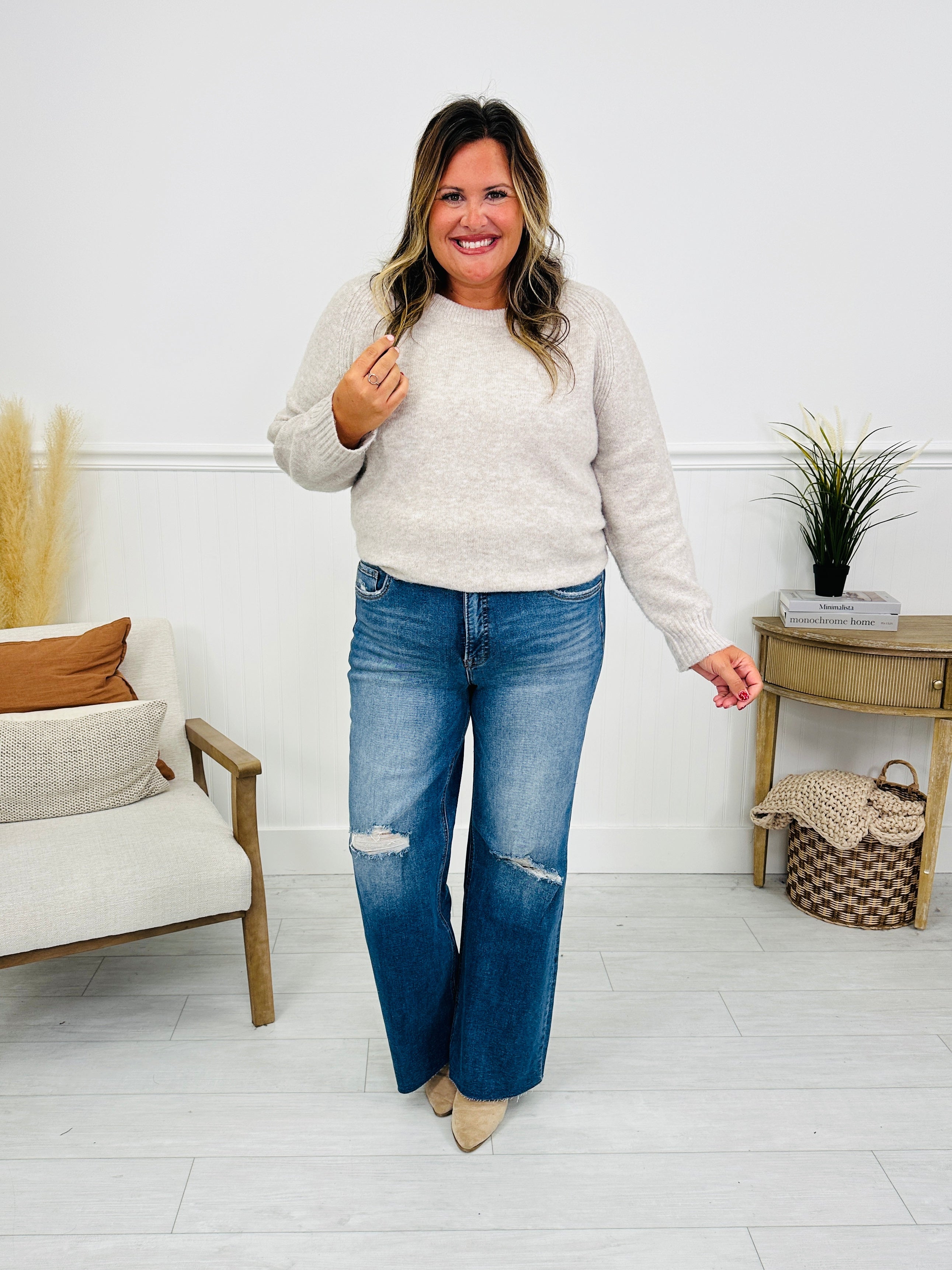 By Your Side Wide Leg Tummy Control Jeans