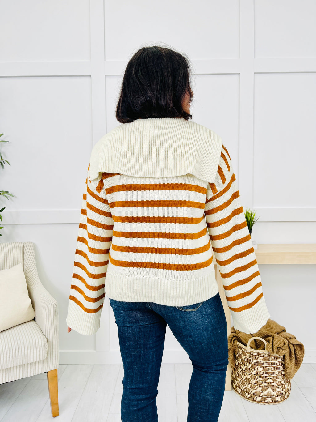 In Line With Fall Sweater in Cream/Caramel