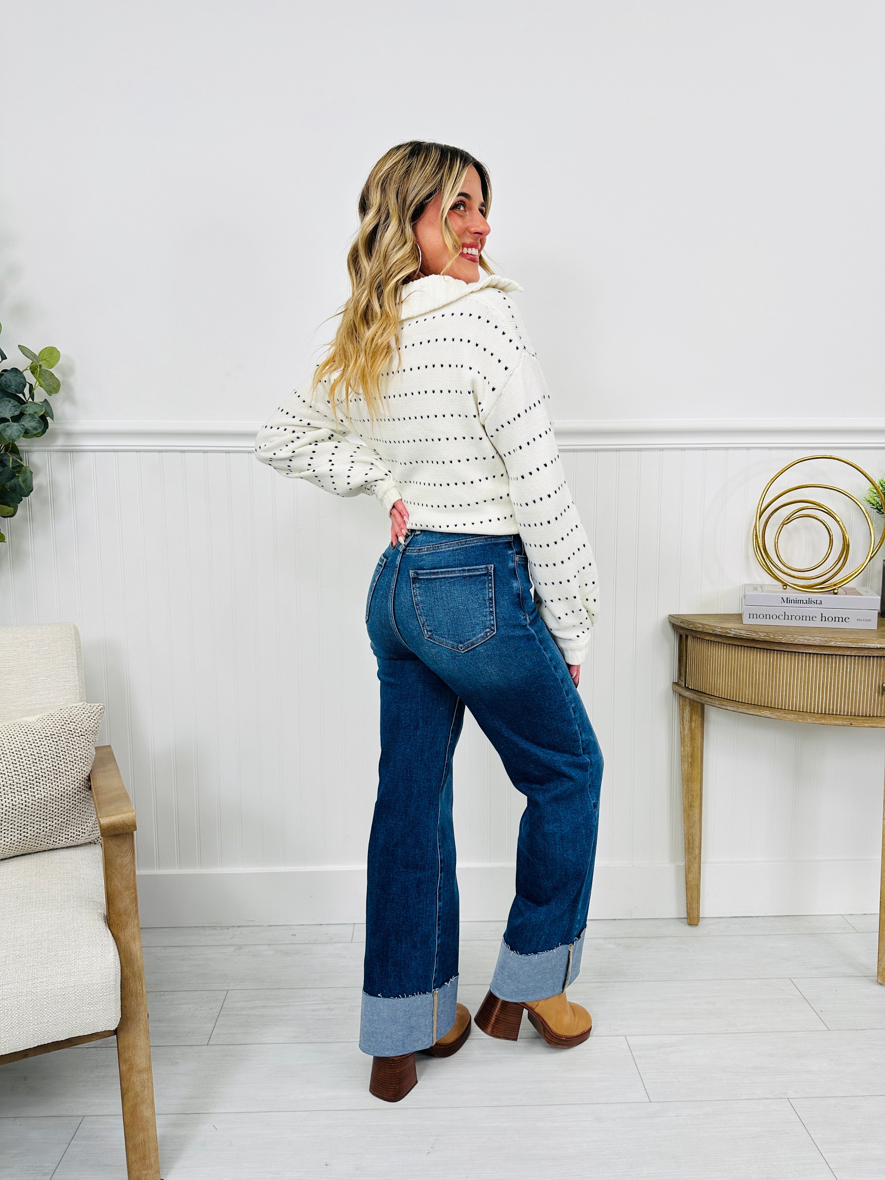 Made For Me Tummy Control Wide Leg Cuffed Jeans in Multiple Inseams