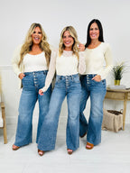 Push Your Buttons Tummy Control Wide Leg Jeans