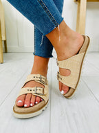 Coastal Buckle Sandals In Raffia