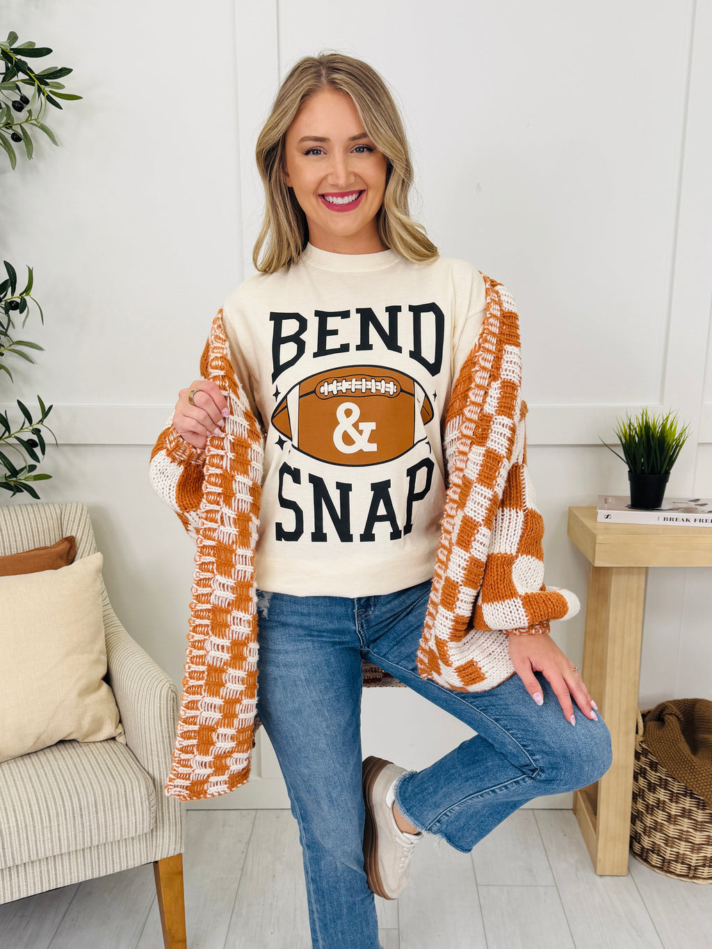 The Final Checkpoint Cardigan in Rust Combo