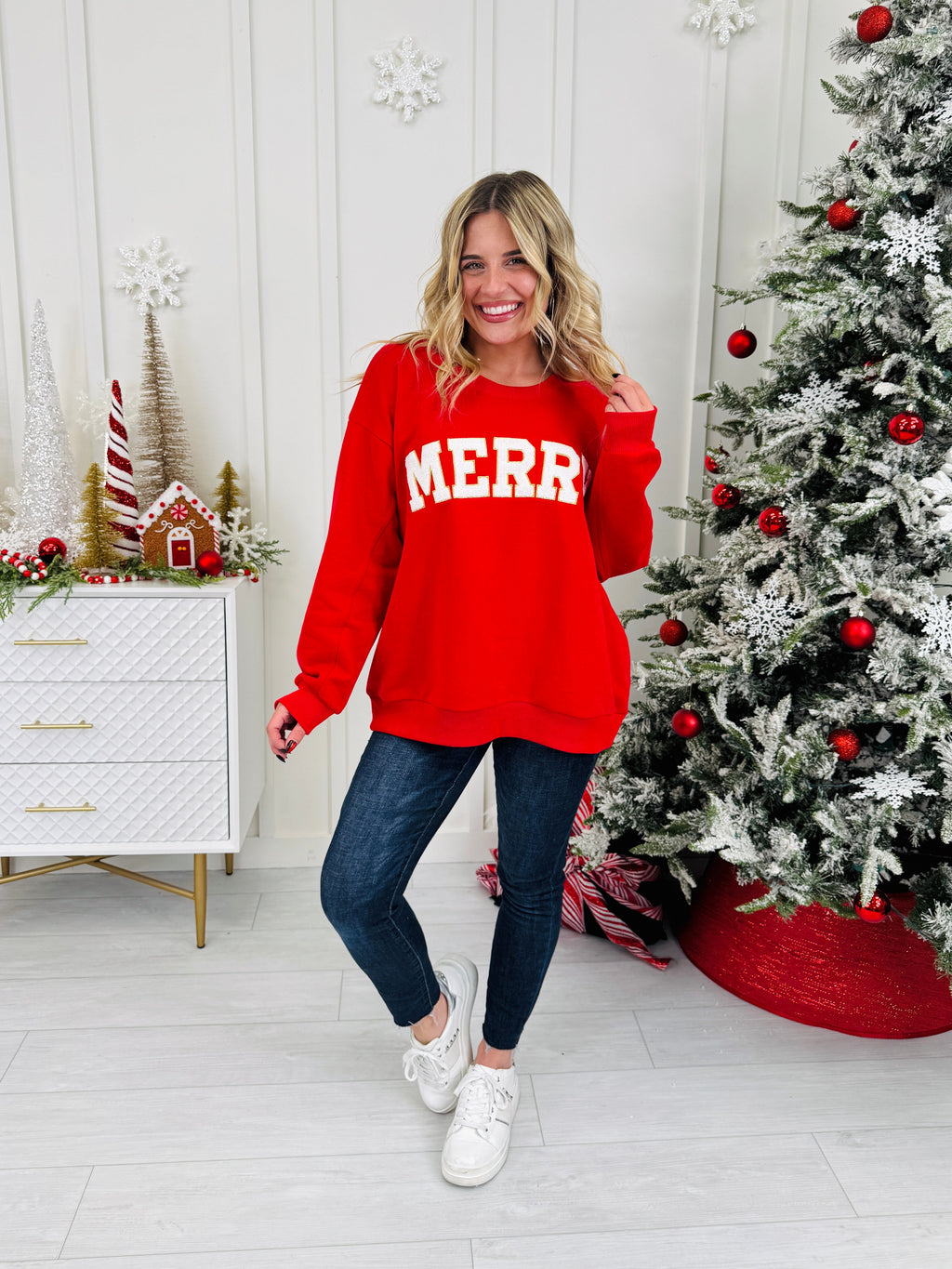 Merry Chenille Patch Crewneck Sweatshirt