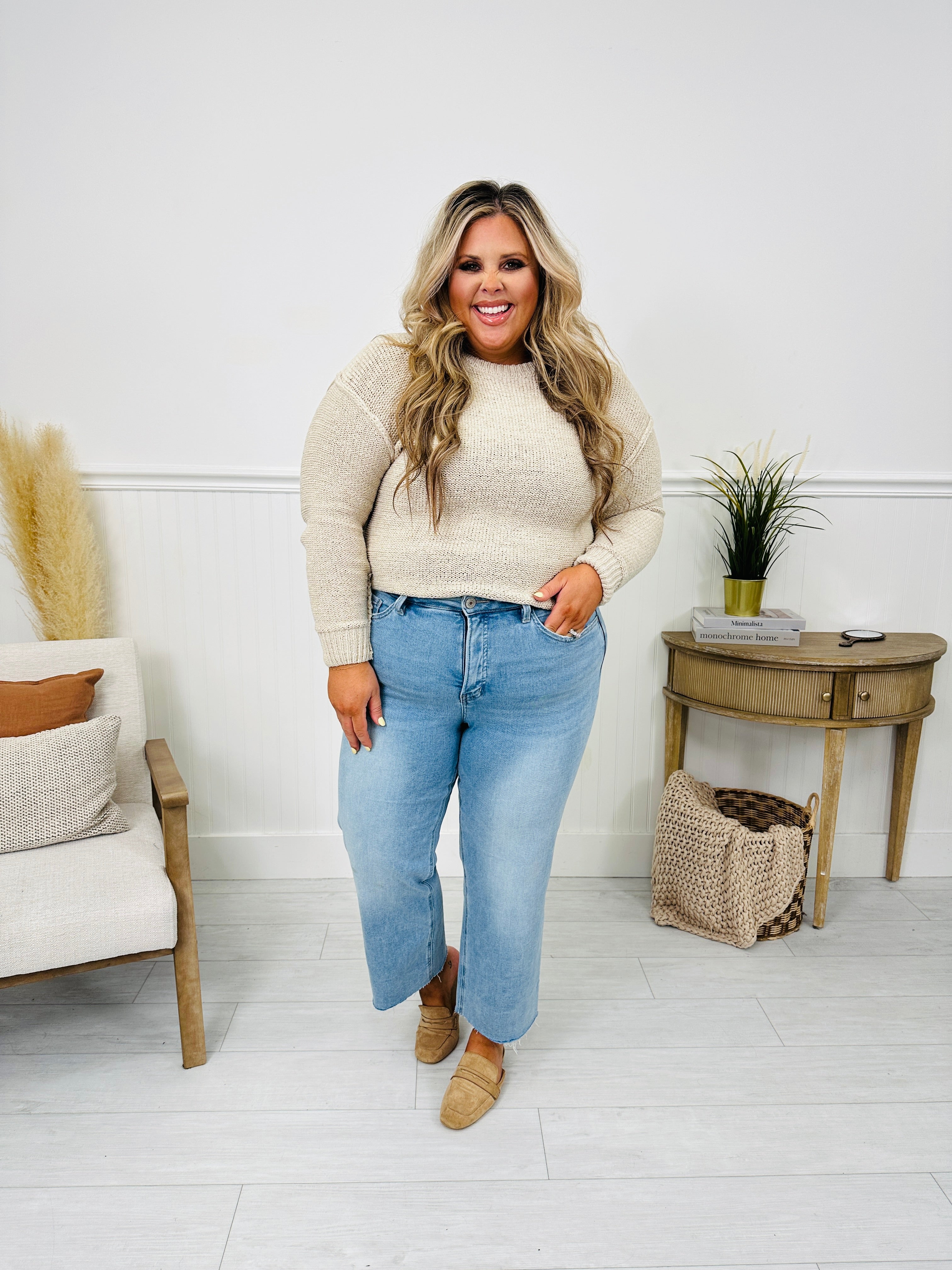 Time To Unwind Cropped Slim Fit Wide Leg Jeans