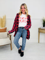 Falling For Flannel Hooded Shacket in Red