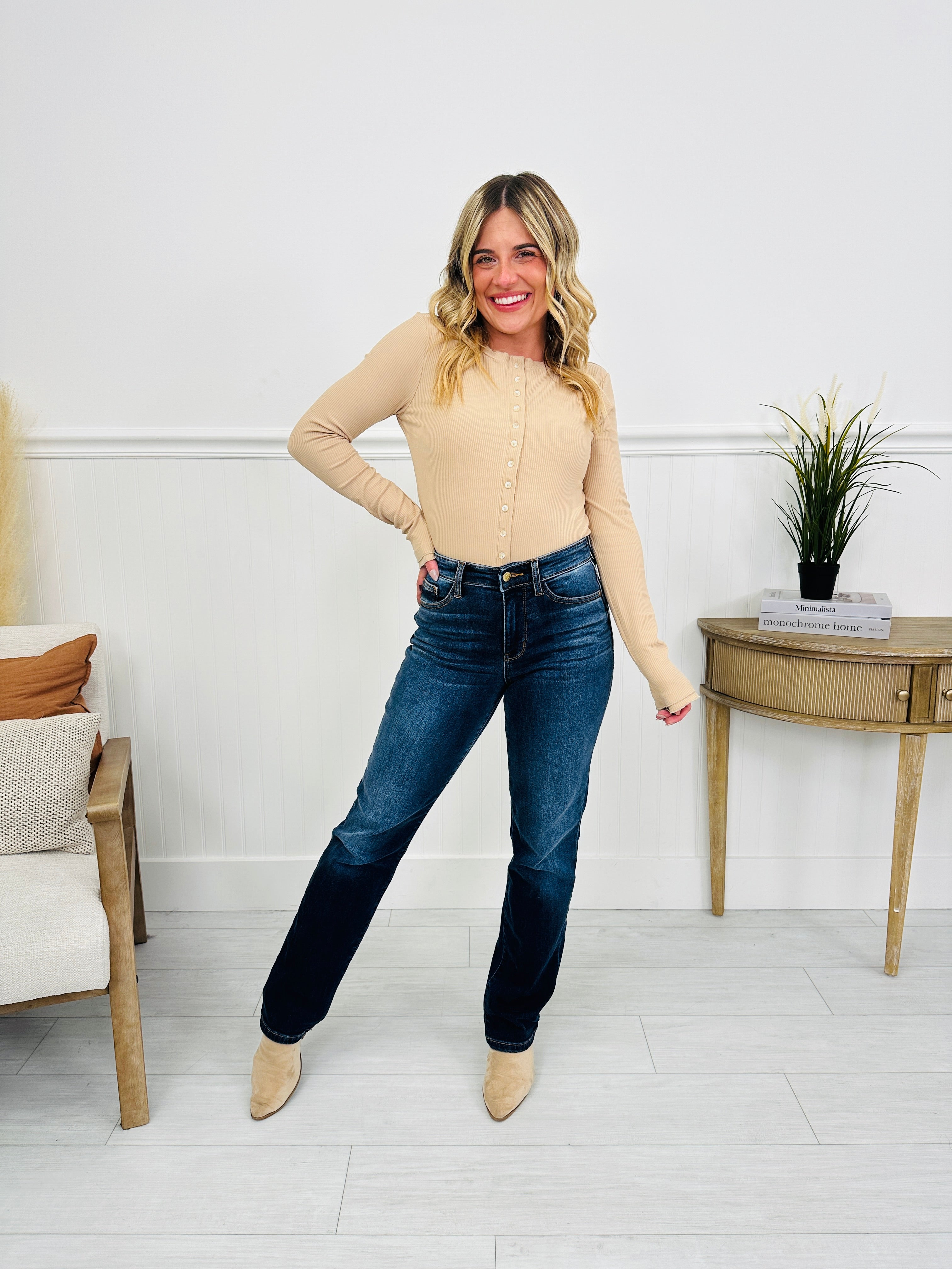 Judy Blue Snug in Style Thermal Straight Jeans