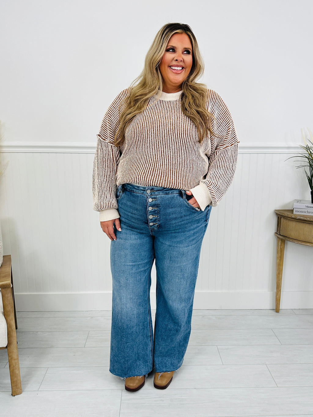 Push Your Buttons Tummy Control Wide Leg Jeans