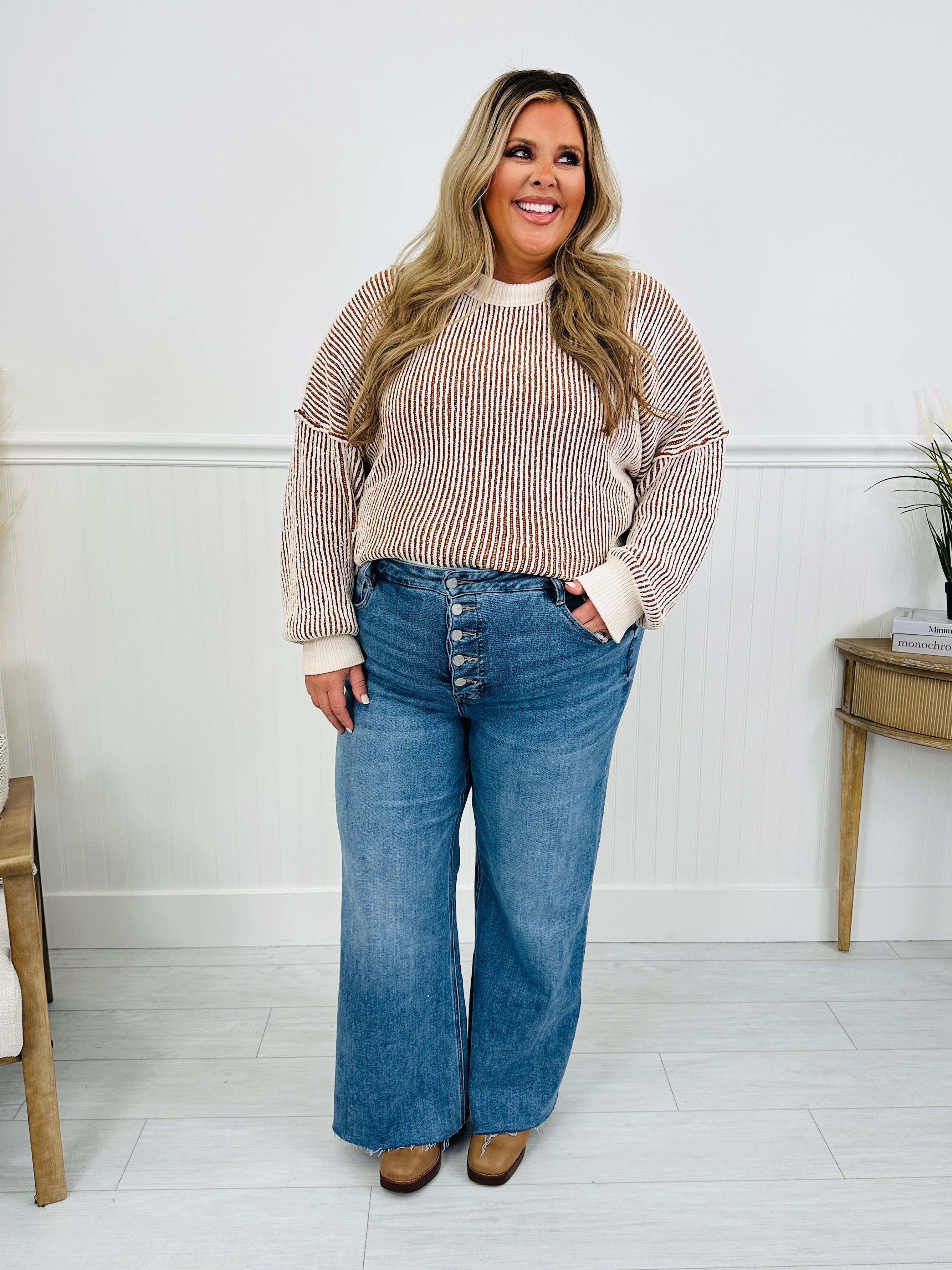 Push Your Buttons Tummy Control Wide Leg Jeans